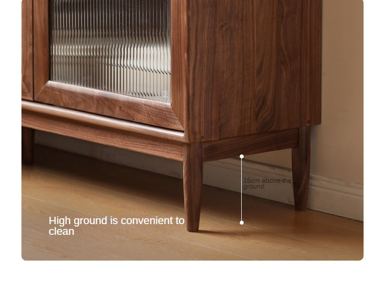 Solid Black Walnut Wood Sideboard Buffet Cabinet - Elegant Dining Room Storage for China, Linens & Entertaining Essentials