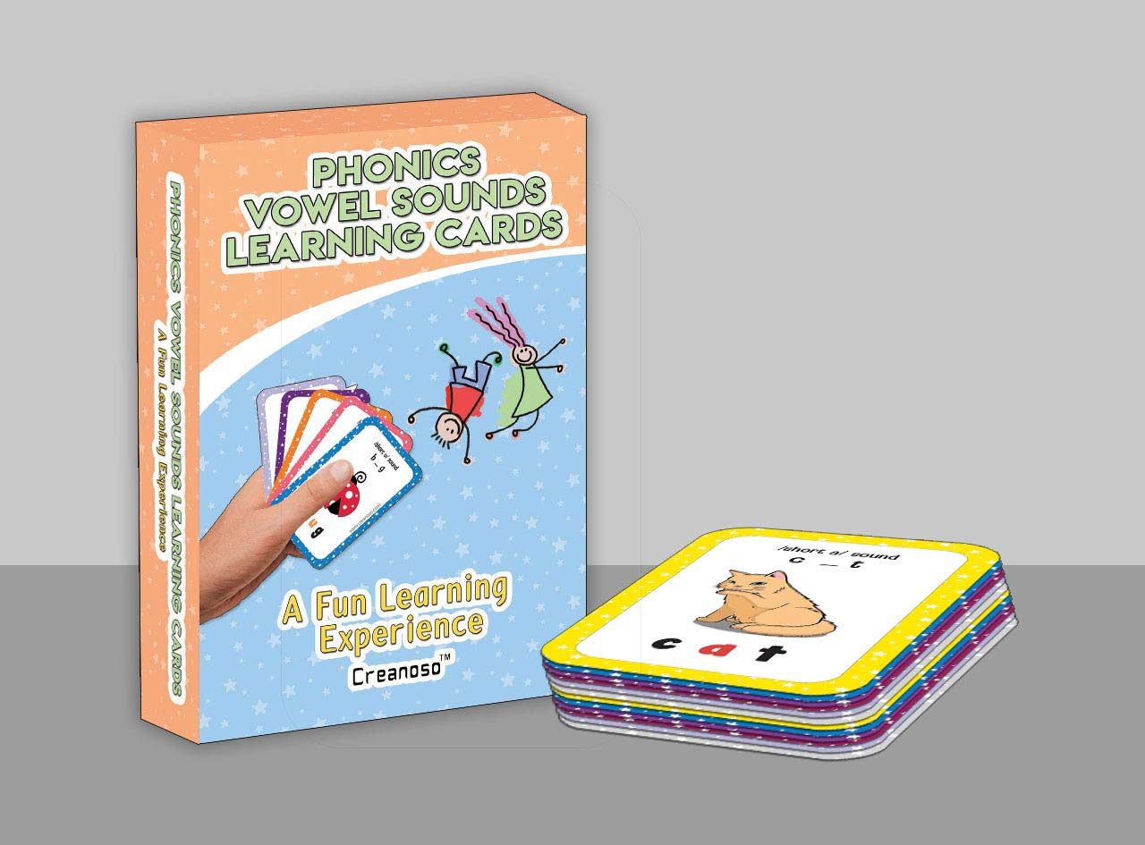 Phonics Vowel Sounds Learning Cards for Kids (4-Deck) - Teaching Tool for Home & Classroom