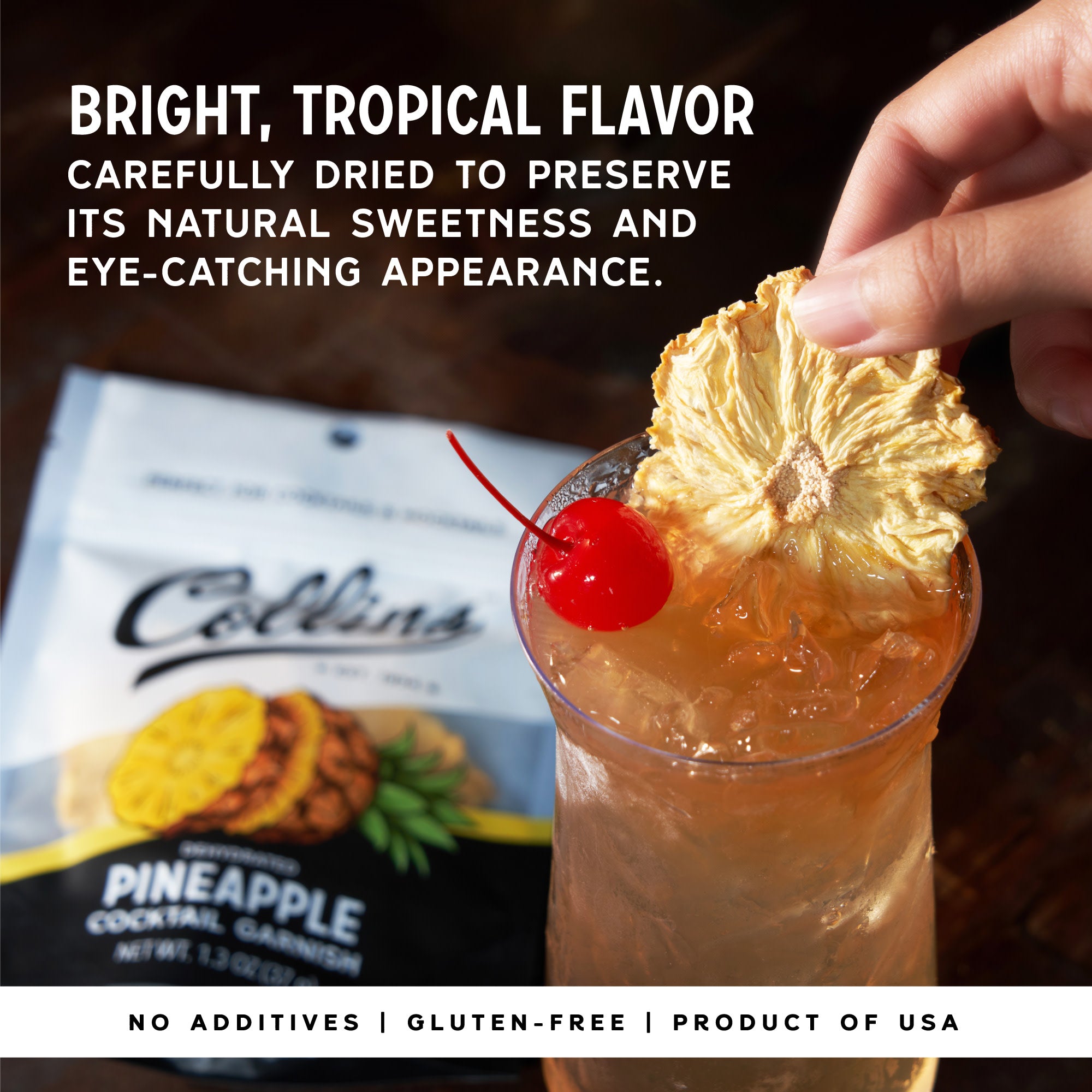 Dehydrated Pineapple Slices for Cocktails - 1.3 oz Dried Pineapple Garnish for Drinks, Mocktails & Desserts - Perfect for Home Bars, Party Decor & Baking