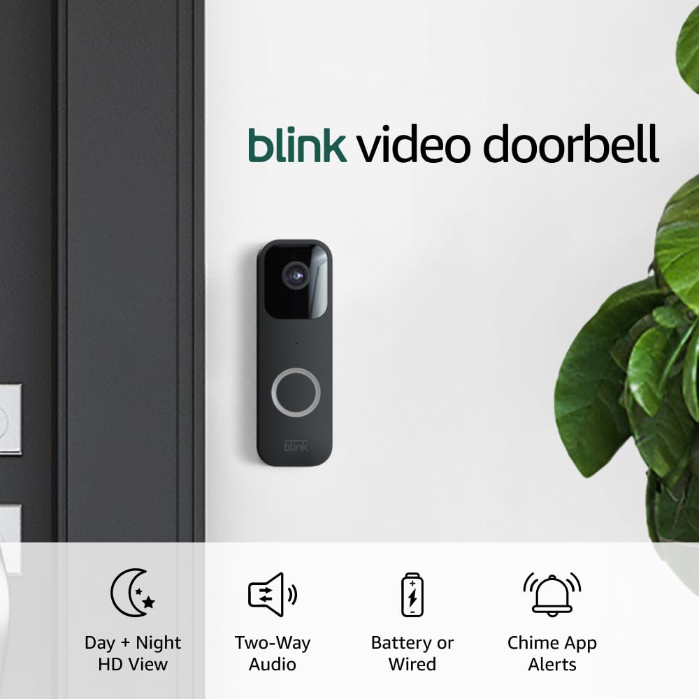 Blink Video Doorbell (Black) & Mini Camera (White) - 1080p HD, Two-Way Audio, Motion Detection, Alexa Compatible - Smart Home Security for Front Door Monitoring & Package Delivery Alerts