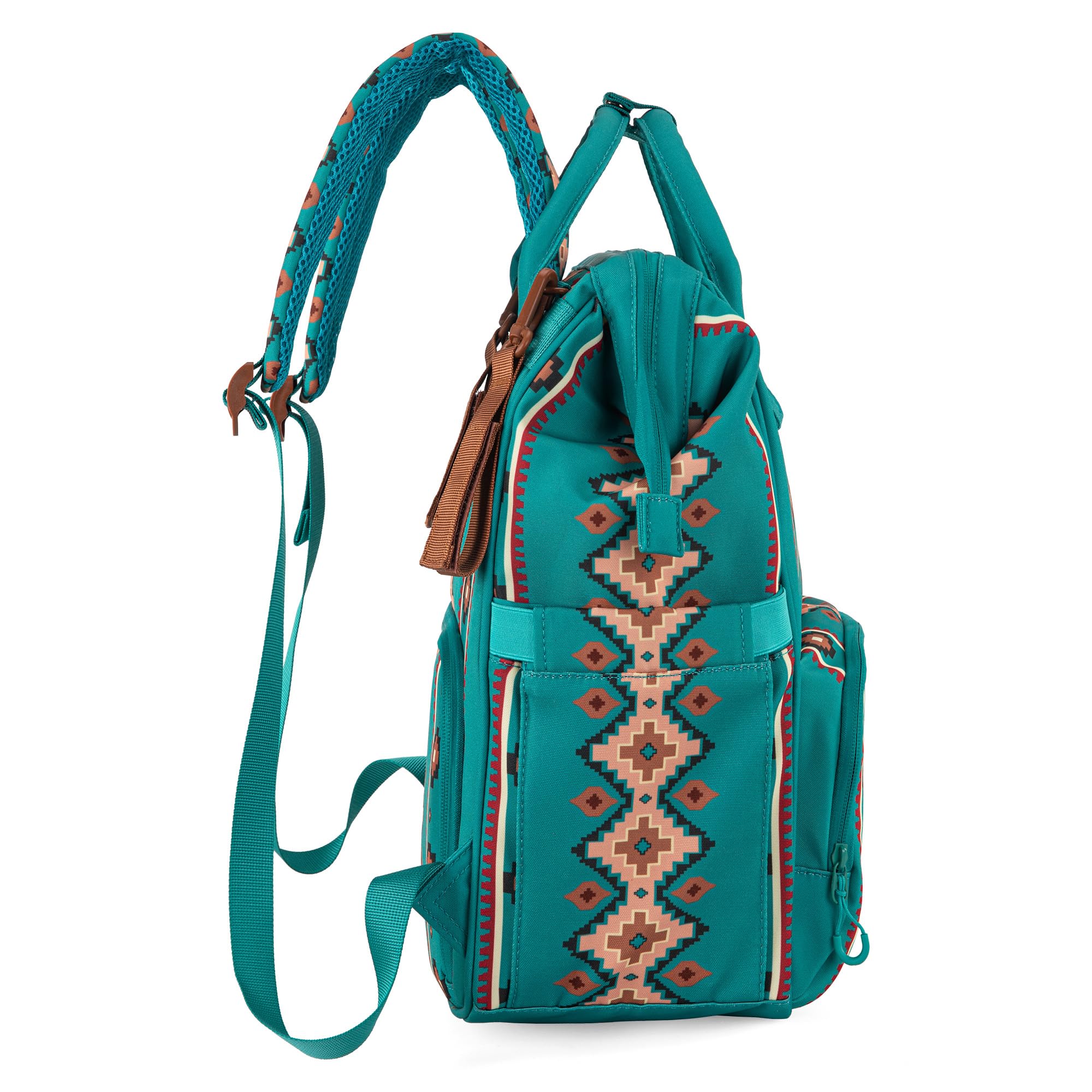 Wrangler Southwest Pattern Diaper Backpack - Baby Bag for Travel & Daily Use, Multi-Functional Western Style Daypack for Moms & Dads - Perfect for Outings, Shopping & Family Trips