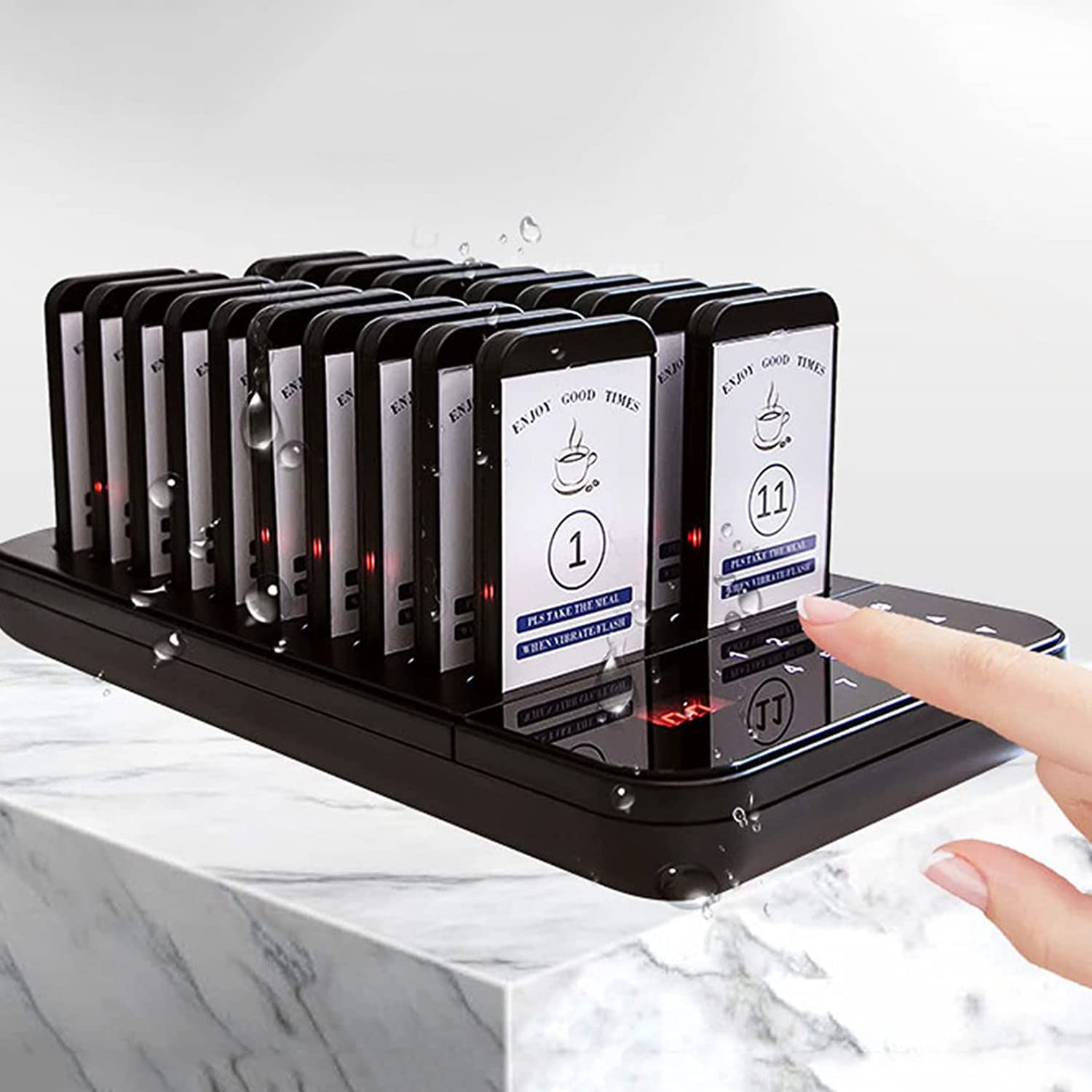 RETRIN Wireless Paging System - 20 Pagers with 1 Transmitter, 500m Range, Beep/Vibrate/Flash Alerts for Restaurants, Hospitals, Coffee Shops & Clinics - Ideal for Order Notifications, Patient Calls & Staff Communication