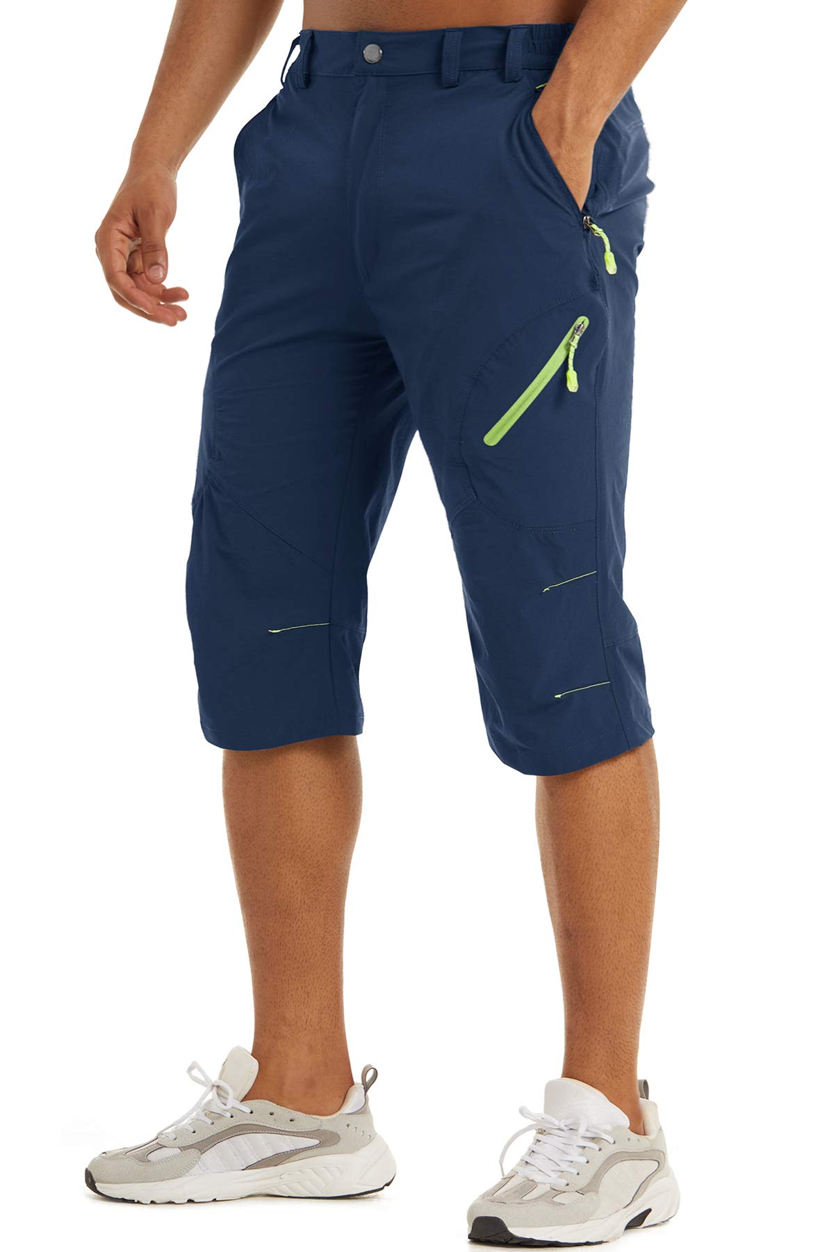 TACVASEN Men's Cargo Capri Pants - Relaxed Fit 3/4 Below Knee Athletic Shorts in Blue for Outdoor Adventures and Casual Wear