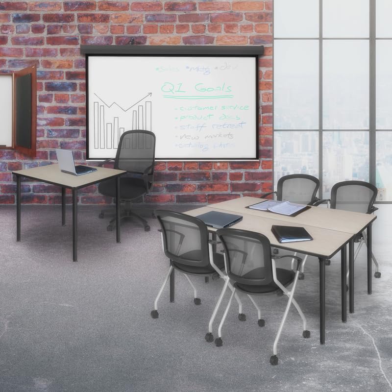 Regency Kee 66 x 24 Inch Folding Training Seminar Table - Maple Wood Top with Black Metal Legs, Portable Conference & Meeting Table for Office, Classroom, Events & Home Use