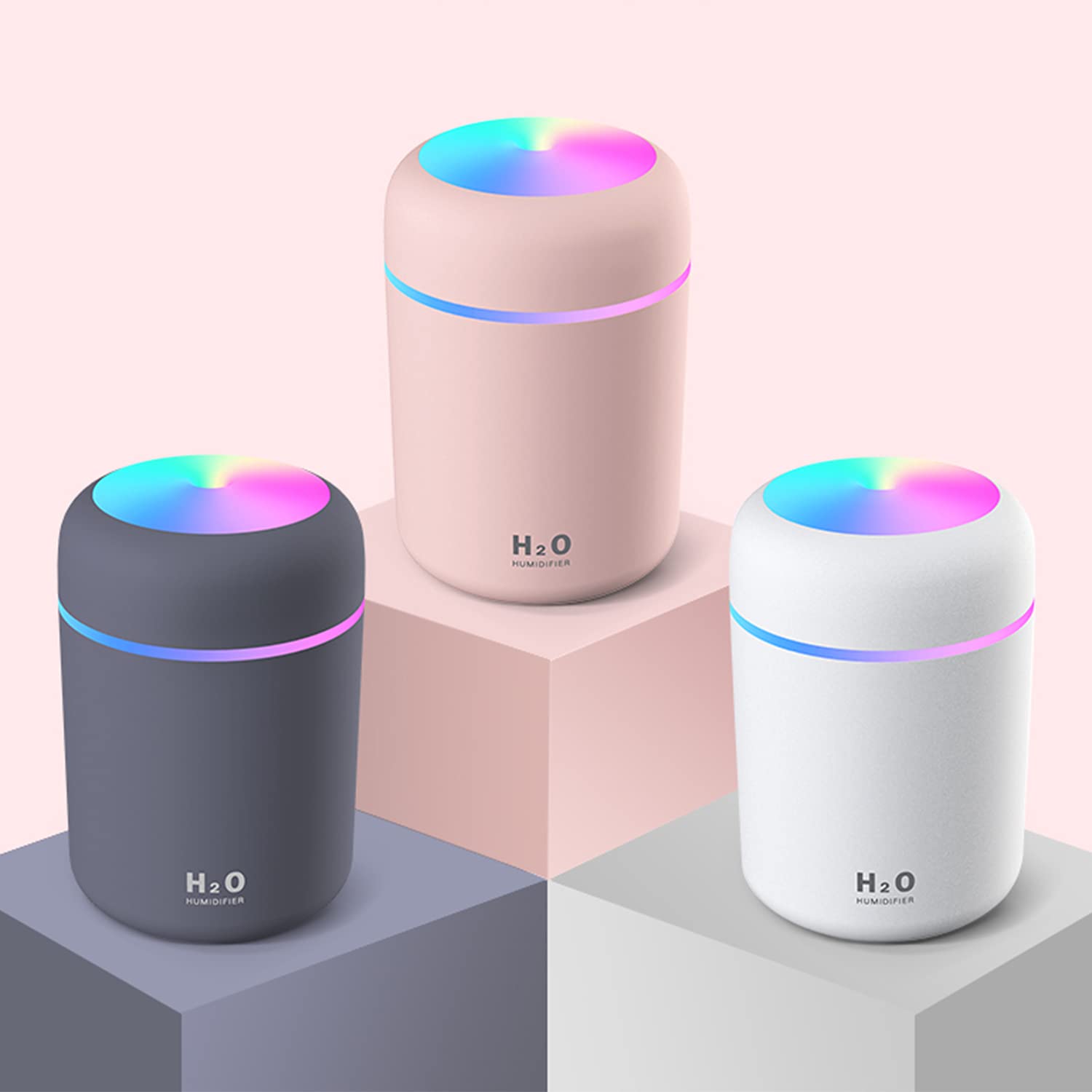 Colorful Mini Humidifier & Essential Oil Diffuser - USB Cool Mist Aromatherapy Device with 2 Adjustable Modes, Ultra Quiet for Car, Office, Bedroom (White) | Perfect for Home Spa, Yoga Relaxation & Better Sleep