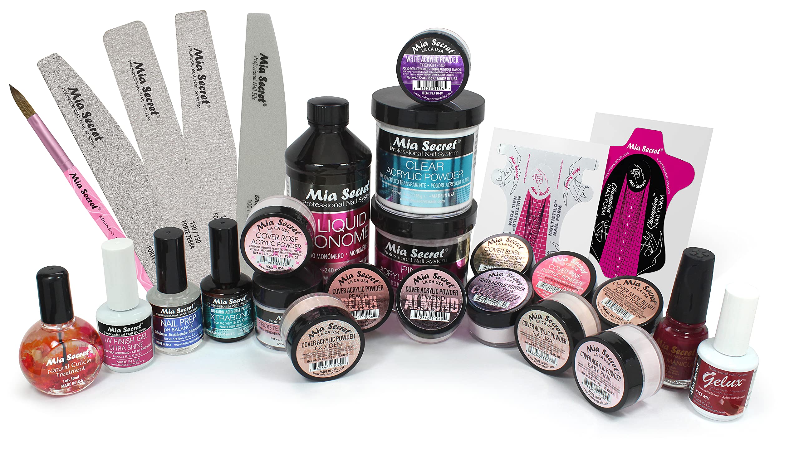Mia Secret Professional Cover Acrylic Nail Powder Kit for Beginners - Complete Acrylic Nail Set with All Essentials - Perfect for Salon & Home Manicures - DIY Nail Art & Acrylic Extension Kit