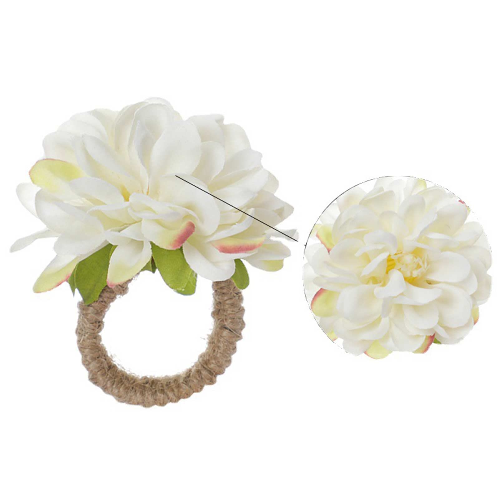 6-Pack White Peony Flower Napkin Rings - Elegant Floral Serviette Holders for Wedding, Valentine's Day, Thanksgiving & Banquet Table Decor - Perfect for Spring Parties, Bridal Showers & Fine Dining Settings