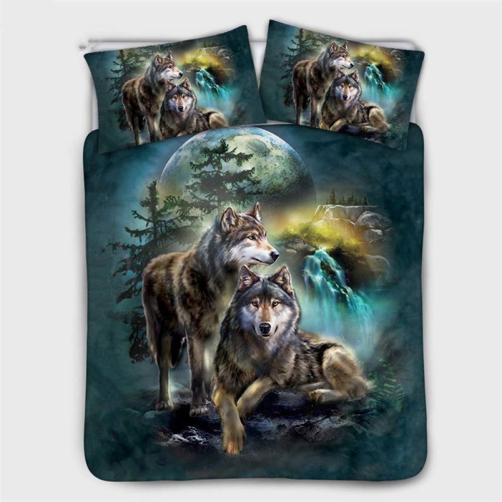 Premium Star Wolf Bedding Set - Luxury 100% Cotton Bed Linen for Winter, Fashion Simple Style Full/King/Queen/Twin Size (Comforter Not Included) | Perfect for Cozy Winter Nights, Guest Rooms & Modern Bedroom Decor