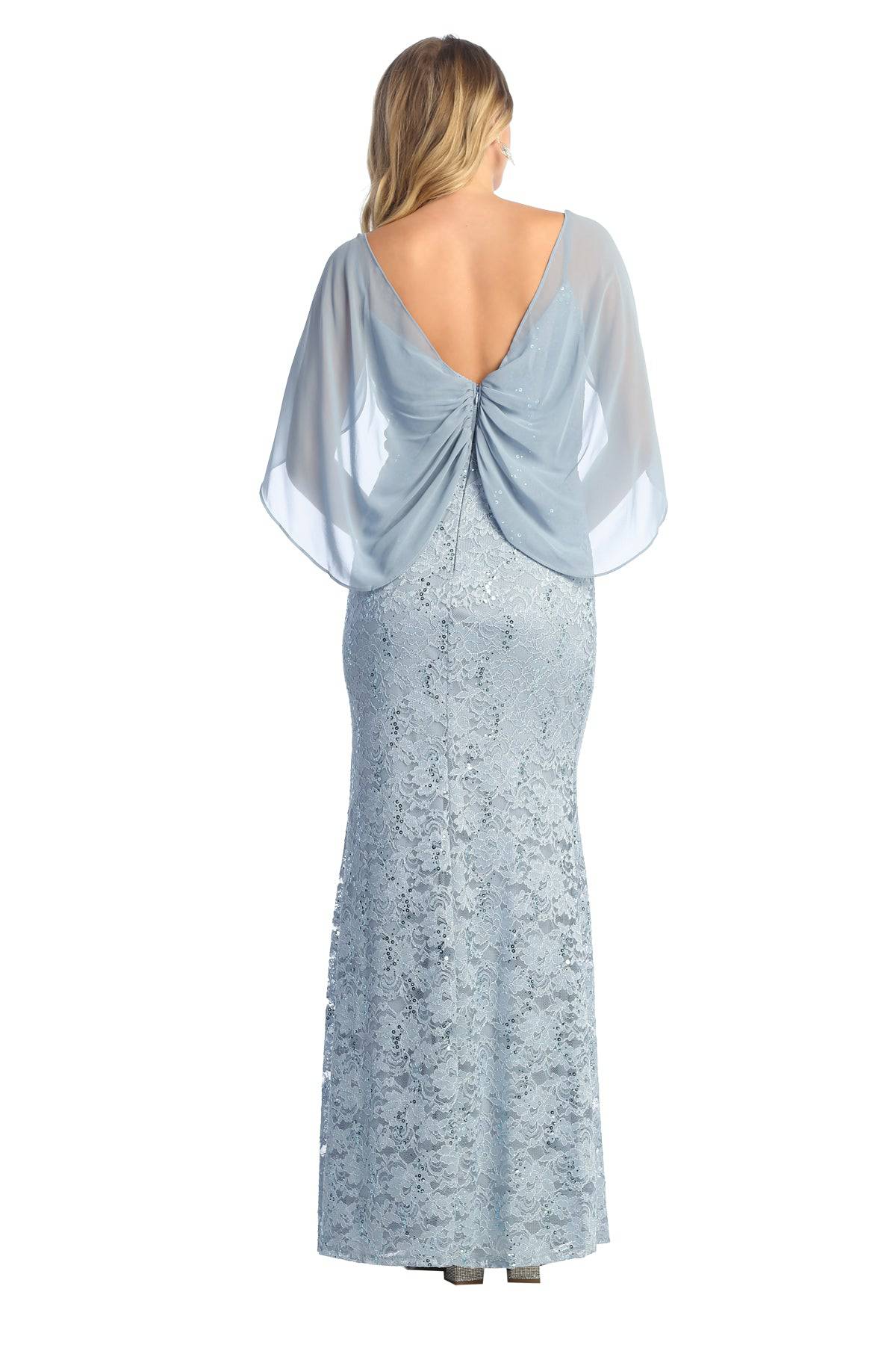 Elegant Dusty Blue Mother of the Bride Dress - Cindy Collection 1614 | Formal Wedding Guest Gown for Special Occasions