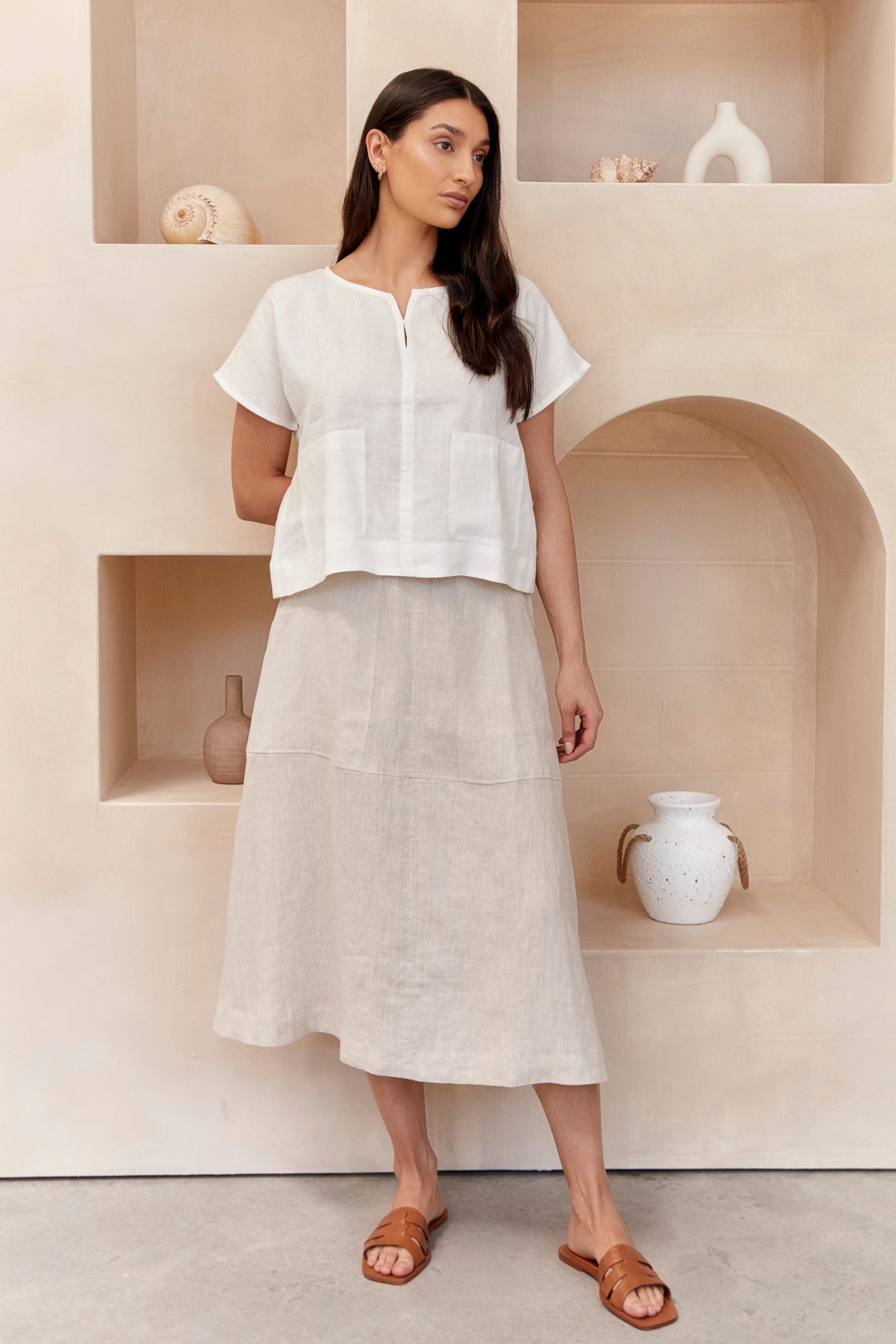 Natural Soleil Linen Skirt for Women - Breathable Summer Skirt for Beach, Vacation & Casual Outfits