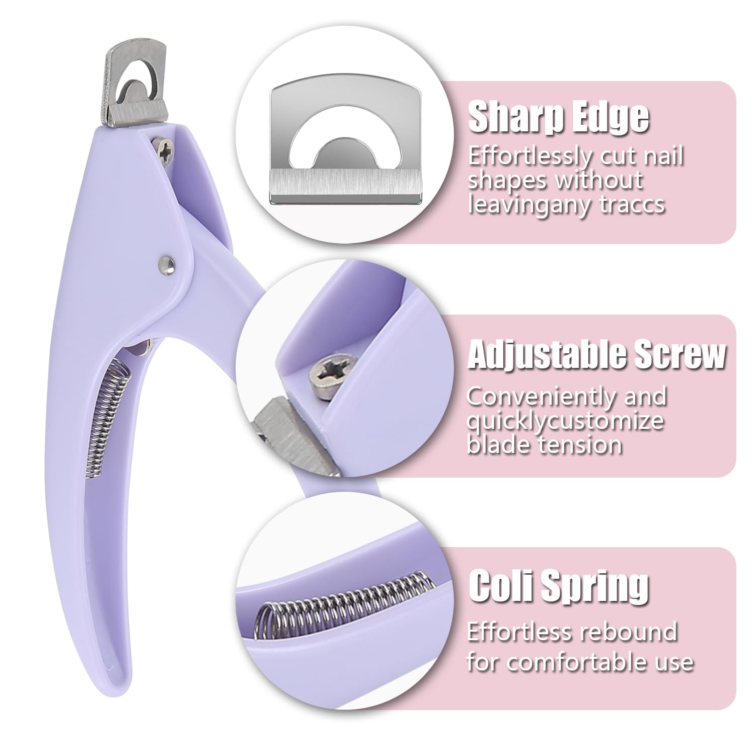 Professional Adjustable Acrylic Nail Clipper - False Nail Trimmer for Artificial Nails & Manicure Tools - Light Purple - Perfect for Salon, Home Use & Nail Art Enthusiasts