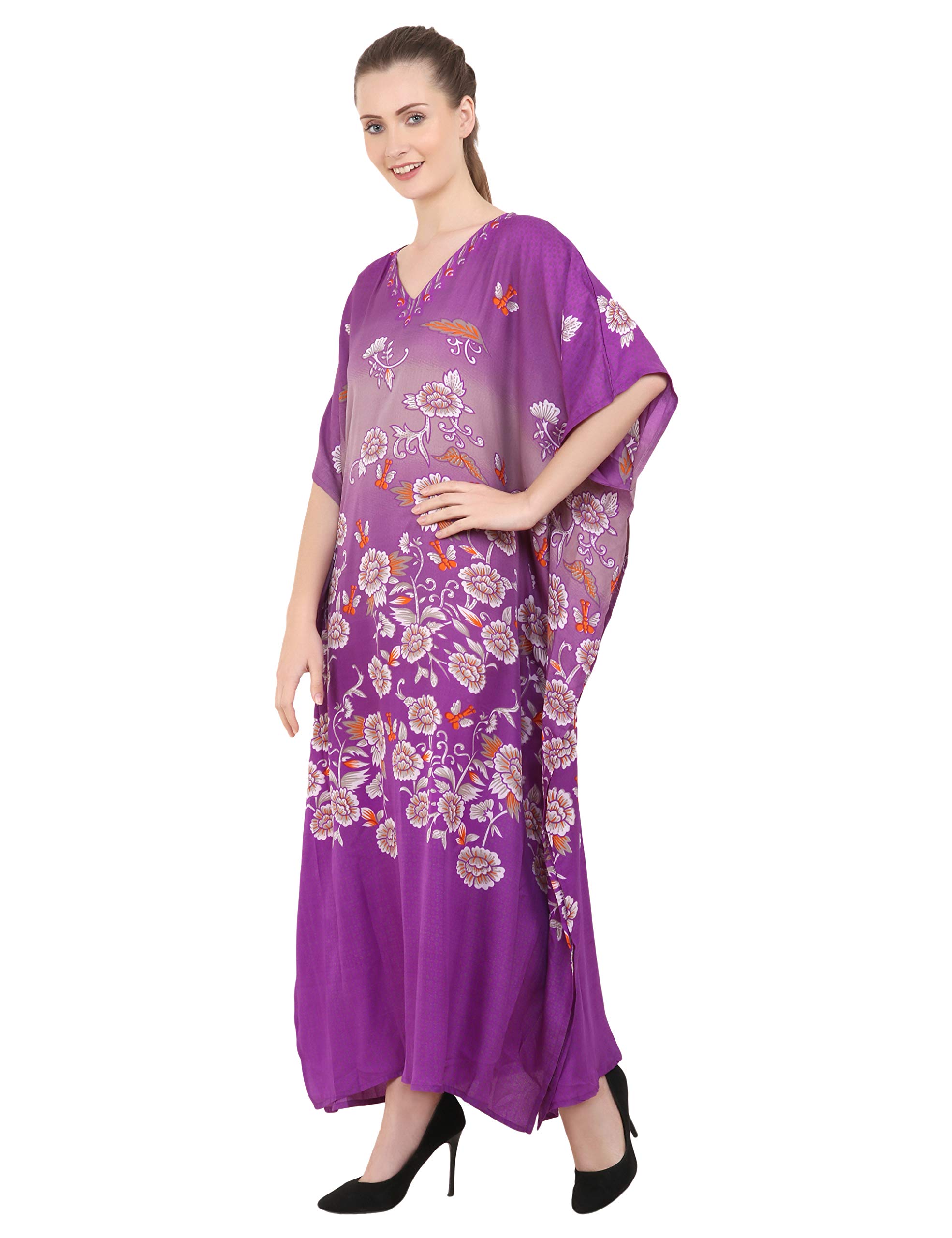 Miss Lavish London Women's Kaftan Tunic Kimono Maxi Dress - Flowy Summer Beach Cover Up Dress for Women, Plus Size Boho Chic Outfit for Vacation, Poolside, Resort Wear & Casual Outings
