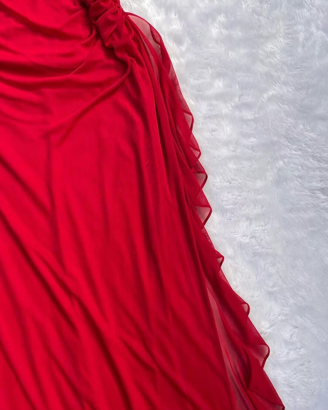 Elegant Red A-Line Long Prom Dress with Ruffles - J2742 | Formal Evening Gown for Homecoming, Ball, and Special Occasions