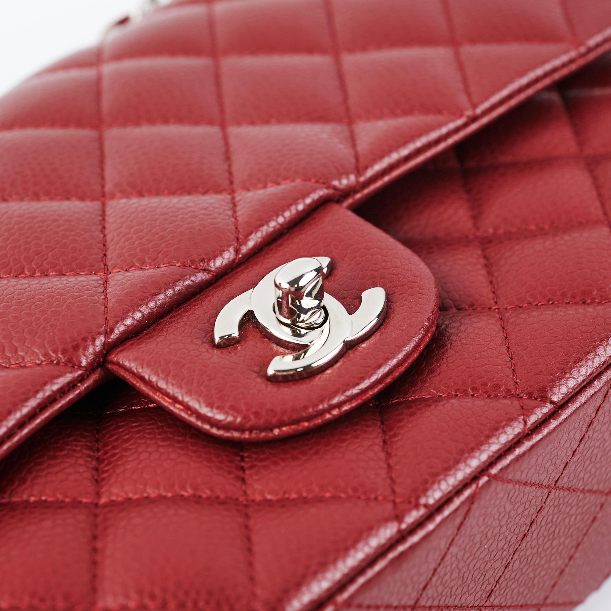 Chanel Medium/Large Caviar Double Classic Flap Bag in Red | Luxury Designer Handbag for Women | Perfect for Parties, Date Nights & Special Occasions