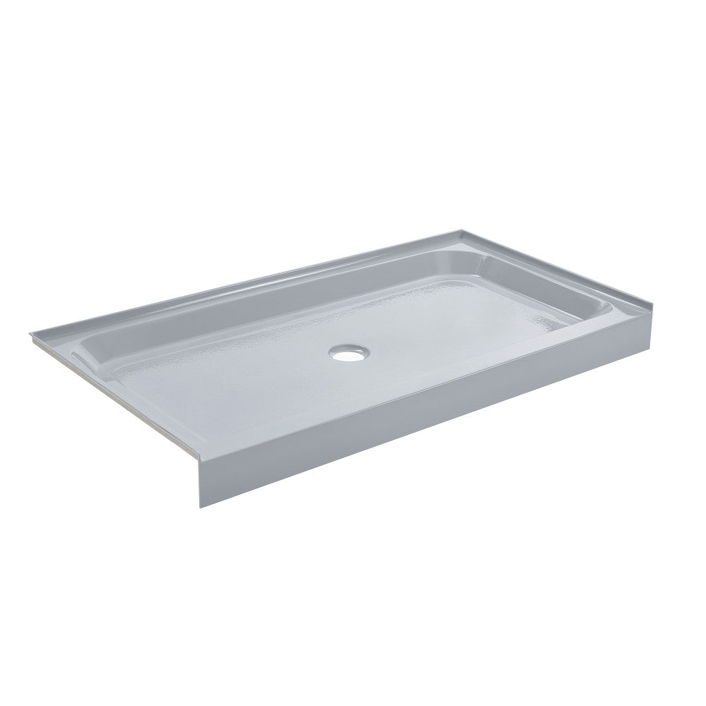 Voltaire 60 x 30 Inch Single Threshold Center Drain Shower Base in Gray - Perfect for Modern Bathroom Renovations and Space-Saving Designs