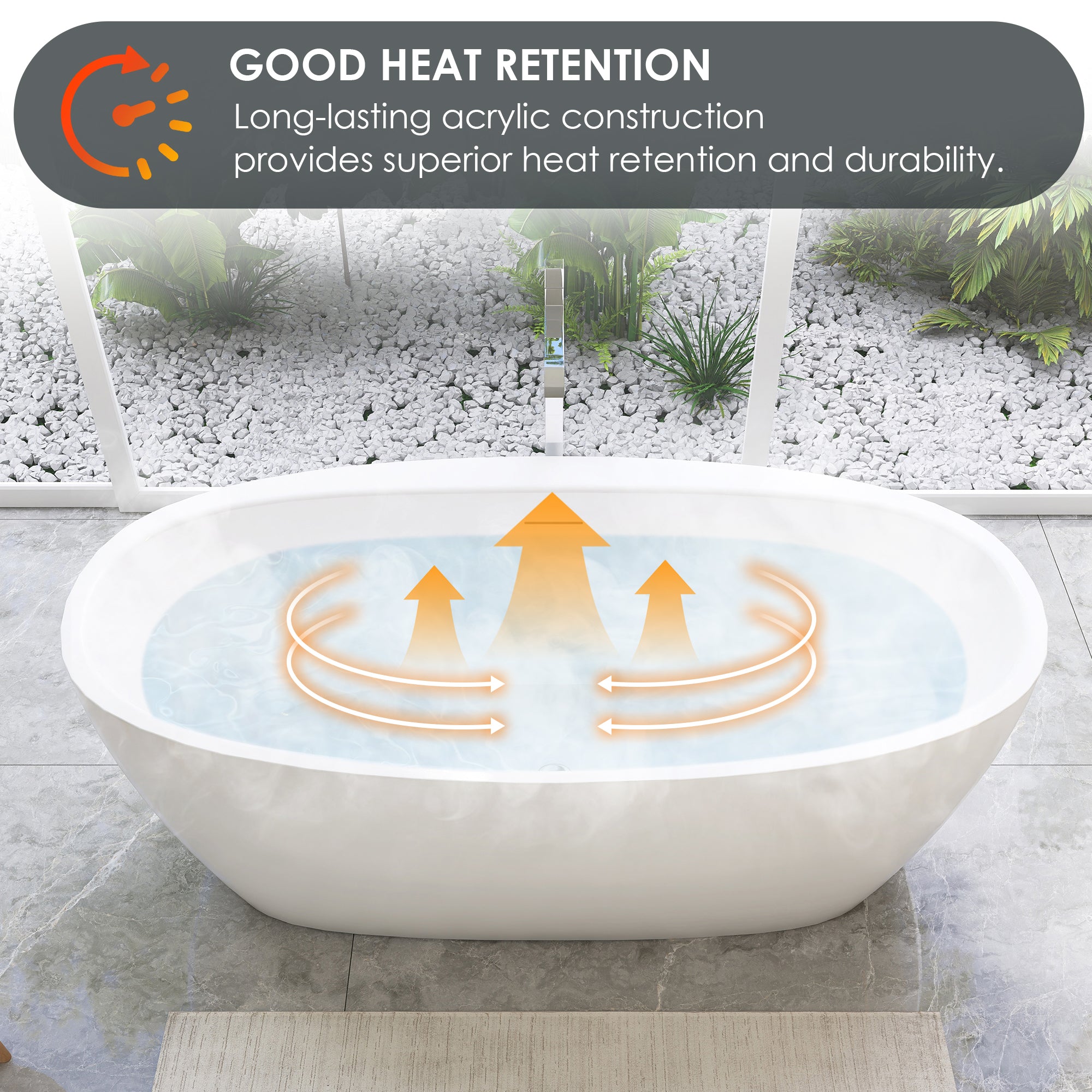 59 x 32 Inch Glossy White Freestanding Acrylic Soaking Bathtub with Drain & Overflow - Modern Spa Luxury for Bathroom Relaxation