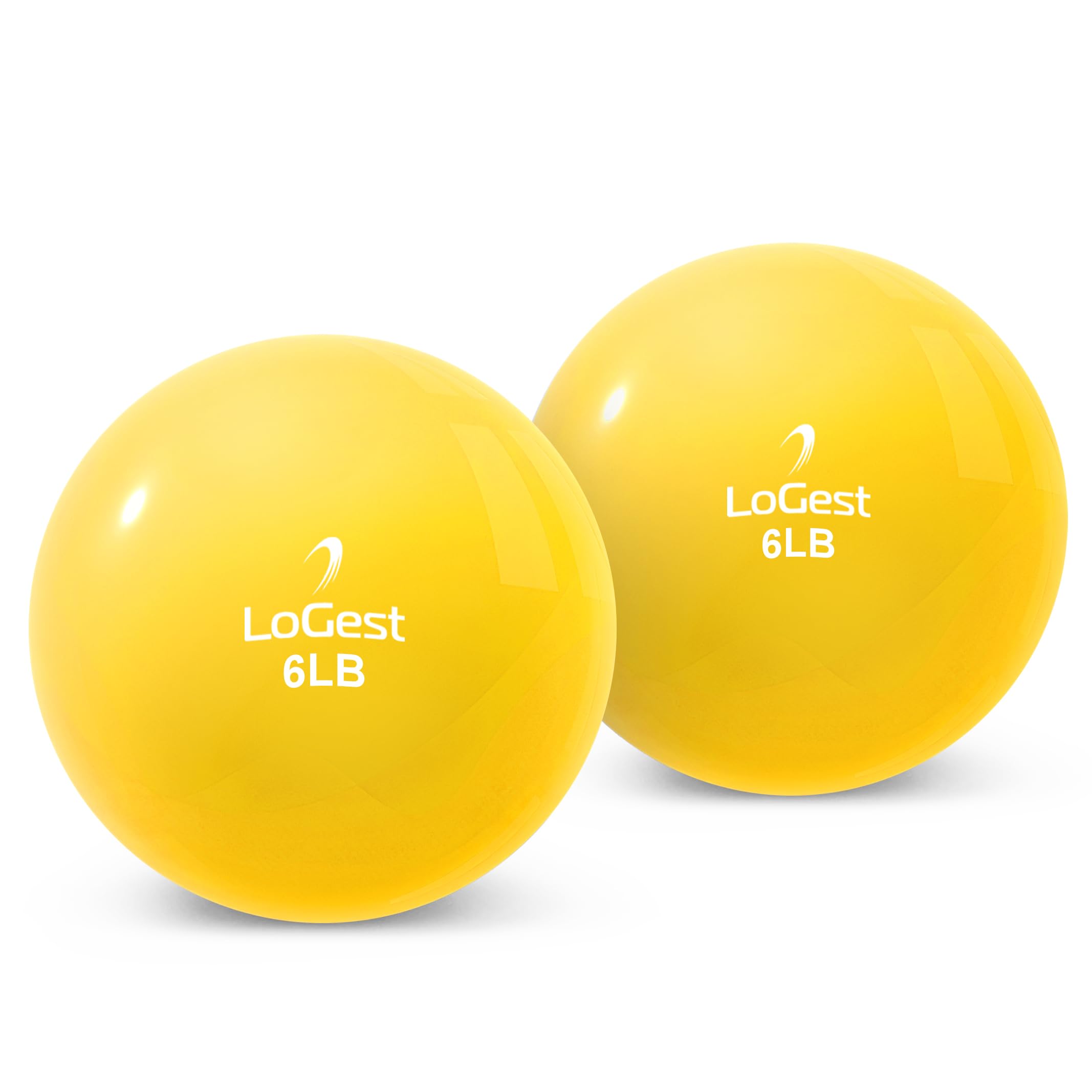 Logest Weighted Exercise Balls Set of 2 - 1LB to 6LB Medicine Balls for Strength Training & Toning - Color-Coded Difficulty Levels for Men & Women - Perfect for Home Gym, Yoga, Pilates & CrossFit Workouts