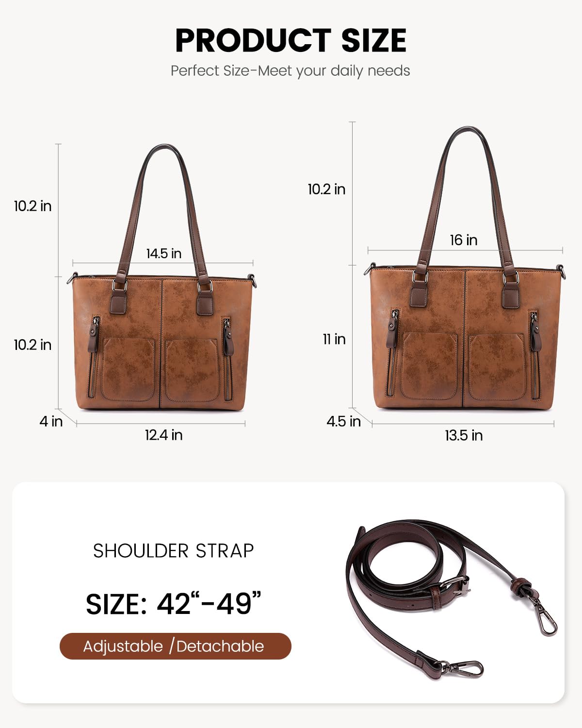LOVEVOOK Women's Leather Tote Bag - Large Shoulder Bag with Multiple Pockets, Stylish Hobo Satchel Purse for Work, Travel & Everyday Use | Professional Work Bag, Commuter Handbag & Fashion Accessory
