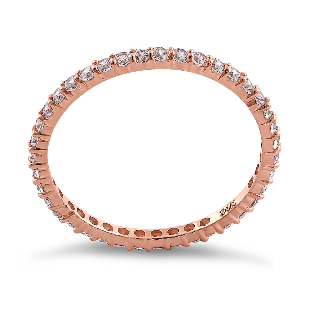 14K Rose Gold Eternity Cubic Zirconia Wedding Band Ring for Women - Perfect for Anniversaries, Engagements & Bridal Jewelry Gifts