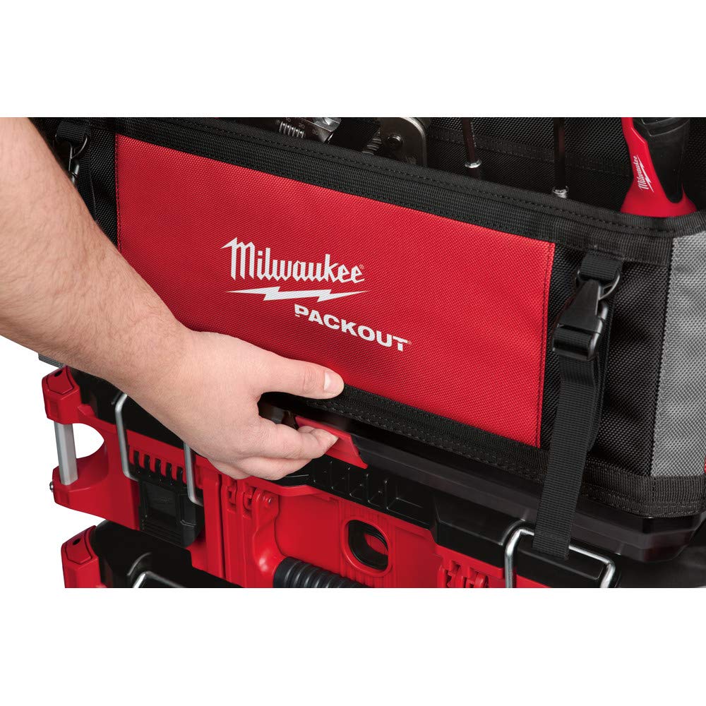 Milwaukee 48-22-8320 Packout 20-Inch Heavy Duty Storage Tote with Reinforced Handles - Waterproof Tool Organizer for Construction, Job Site & Garage Organization