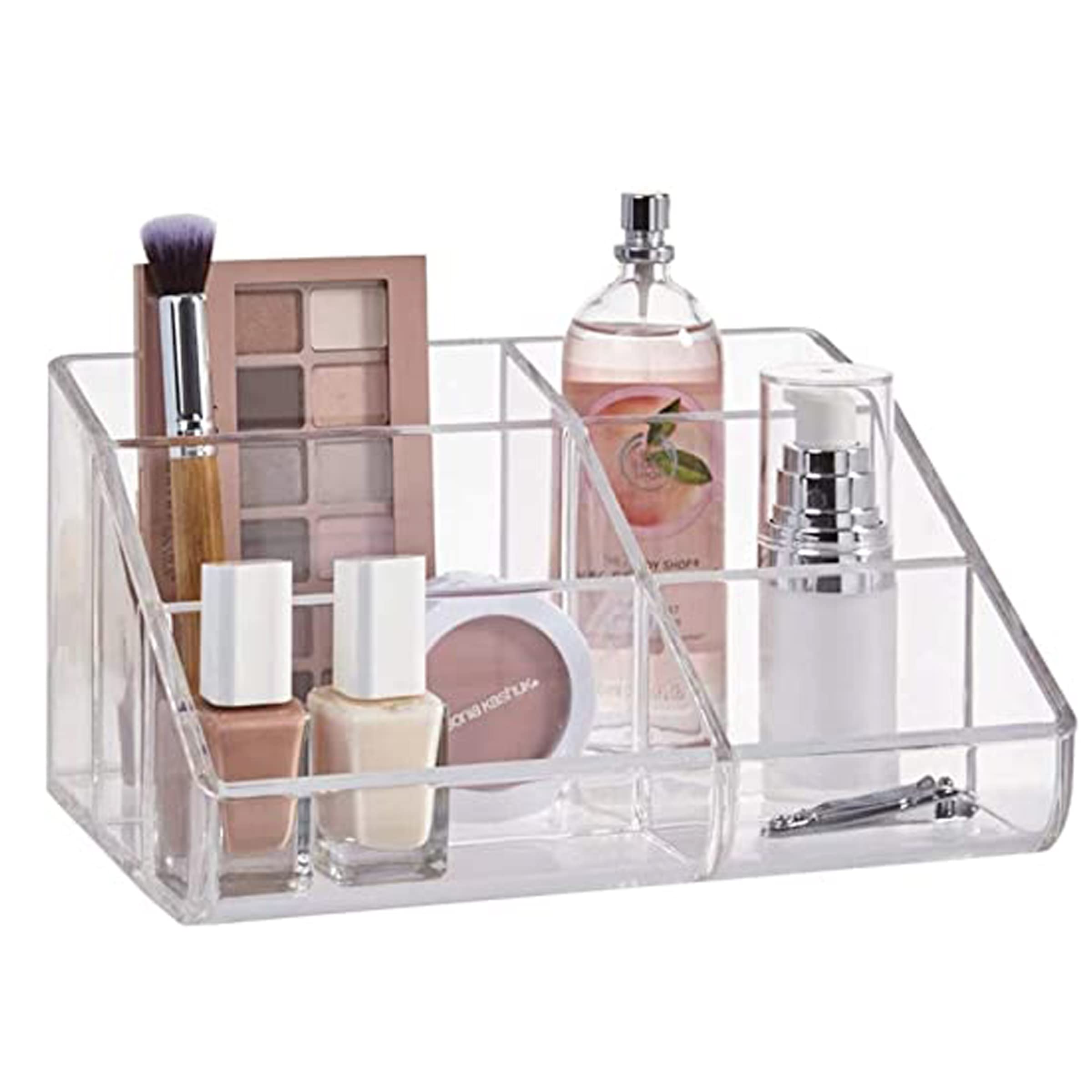 MEKBOK Acrylic Makeup Organizer - Clear Plastic Cosmetic Storage Bins for Vanity & Bathroom | Beauty Supplies Organizer for Brushes, Lipsticks & Skincare Products | Perfect for Home, Travel & Salon Use