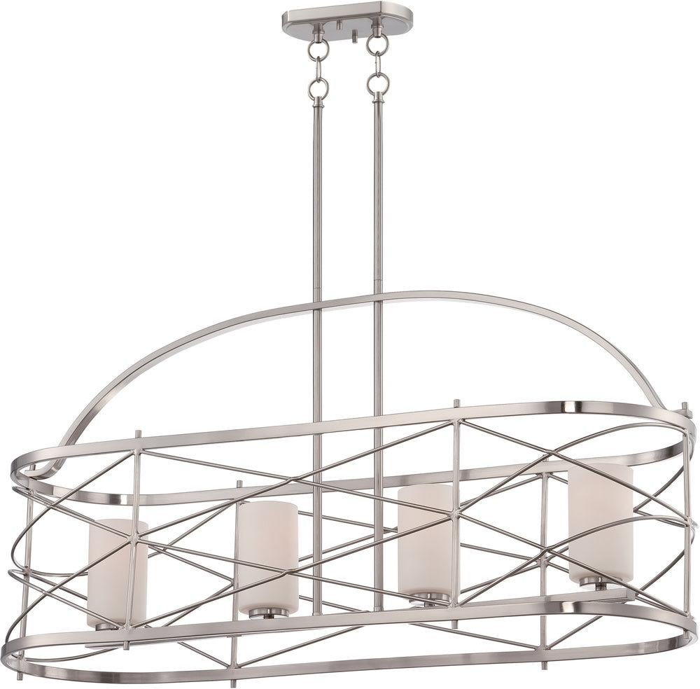 12W Ginger 4-Light Pendant Light Fixture in Brushed Nickel - Modern Kitchen Island Lighting for Dining Room & Bar Counter