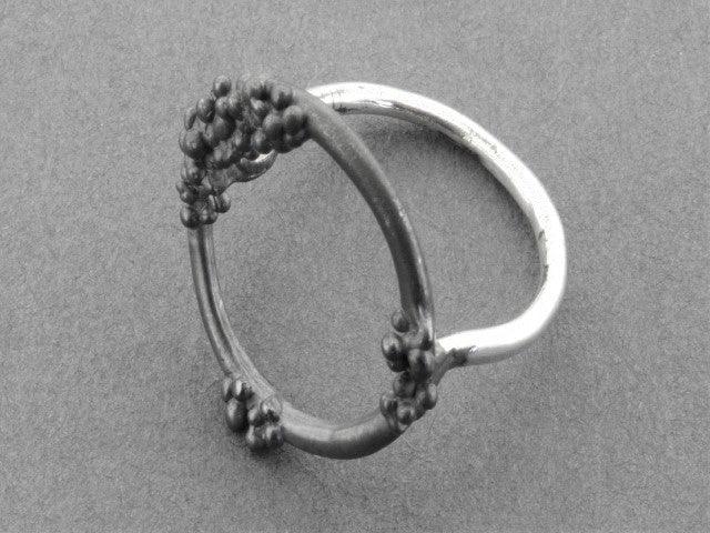 Elegant Beaded Circle Ring in Oxidized Silver - Perfect for Boho Chic & Everyday Wear