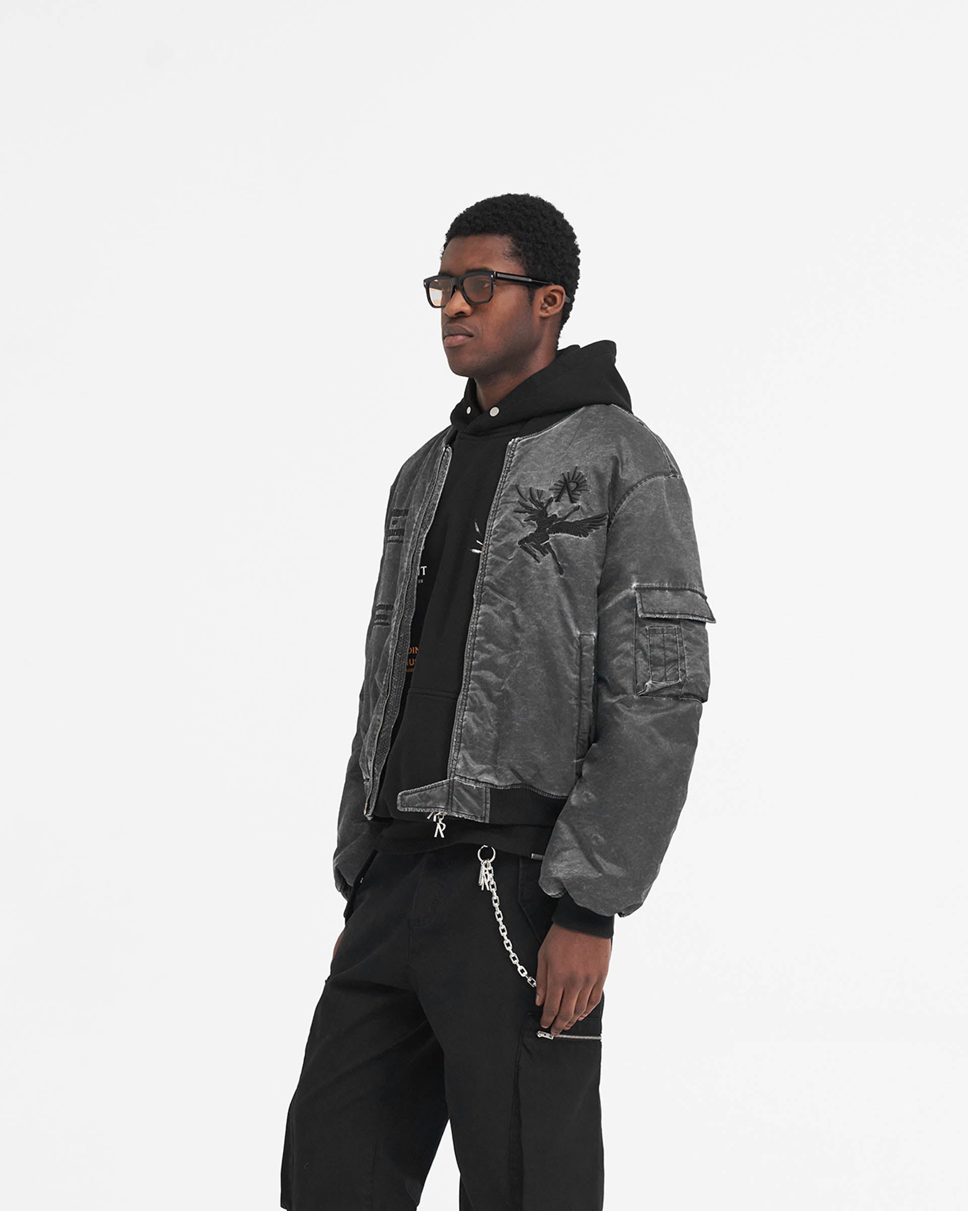 Icarus Flight Bomber Jacket - Premium Jet Black Aviator Style Leather Jacket for Men | Perfect for Motorcycle Riding, Casual Outfits & Night Out