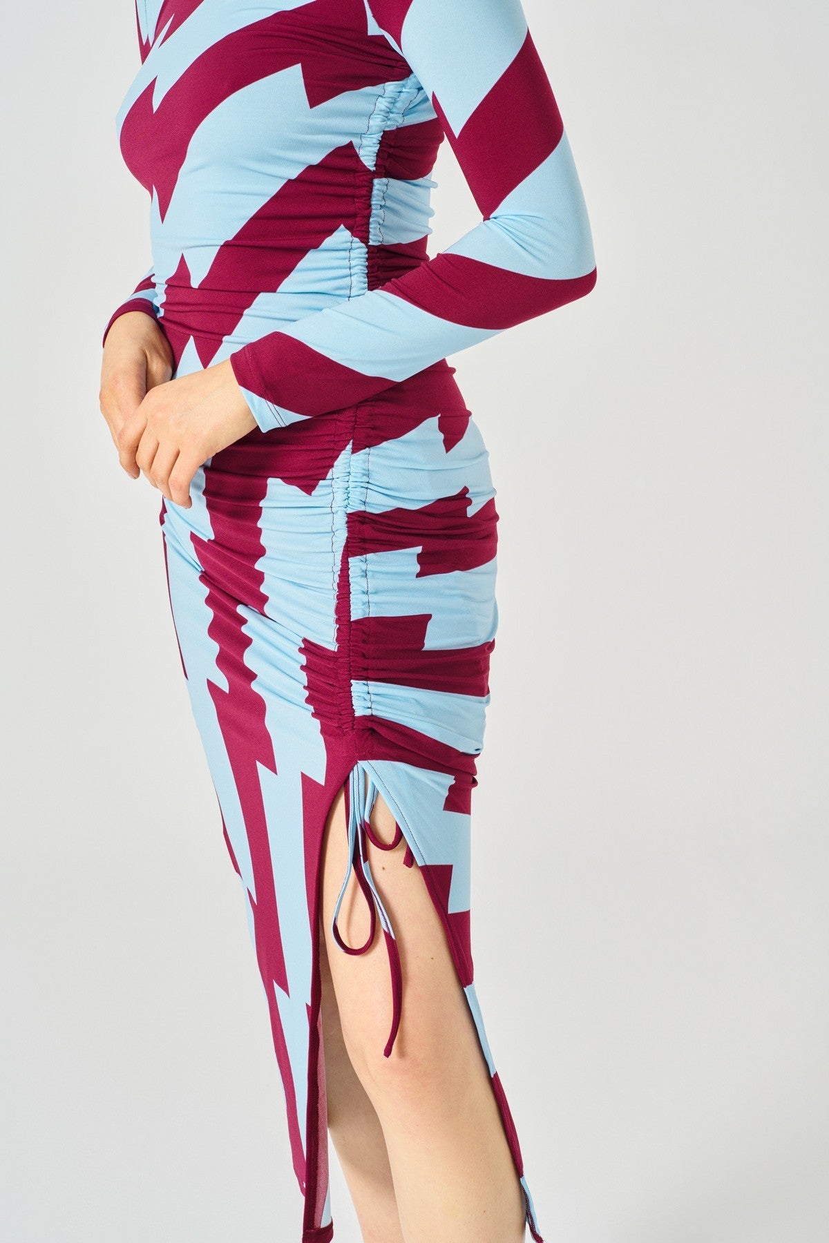 GARBO Women's Burgundy & Blue Dress - Elegant Casual Wear for Parties, Dates & Office Outfits | Comfortable & Stylish Fashion
