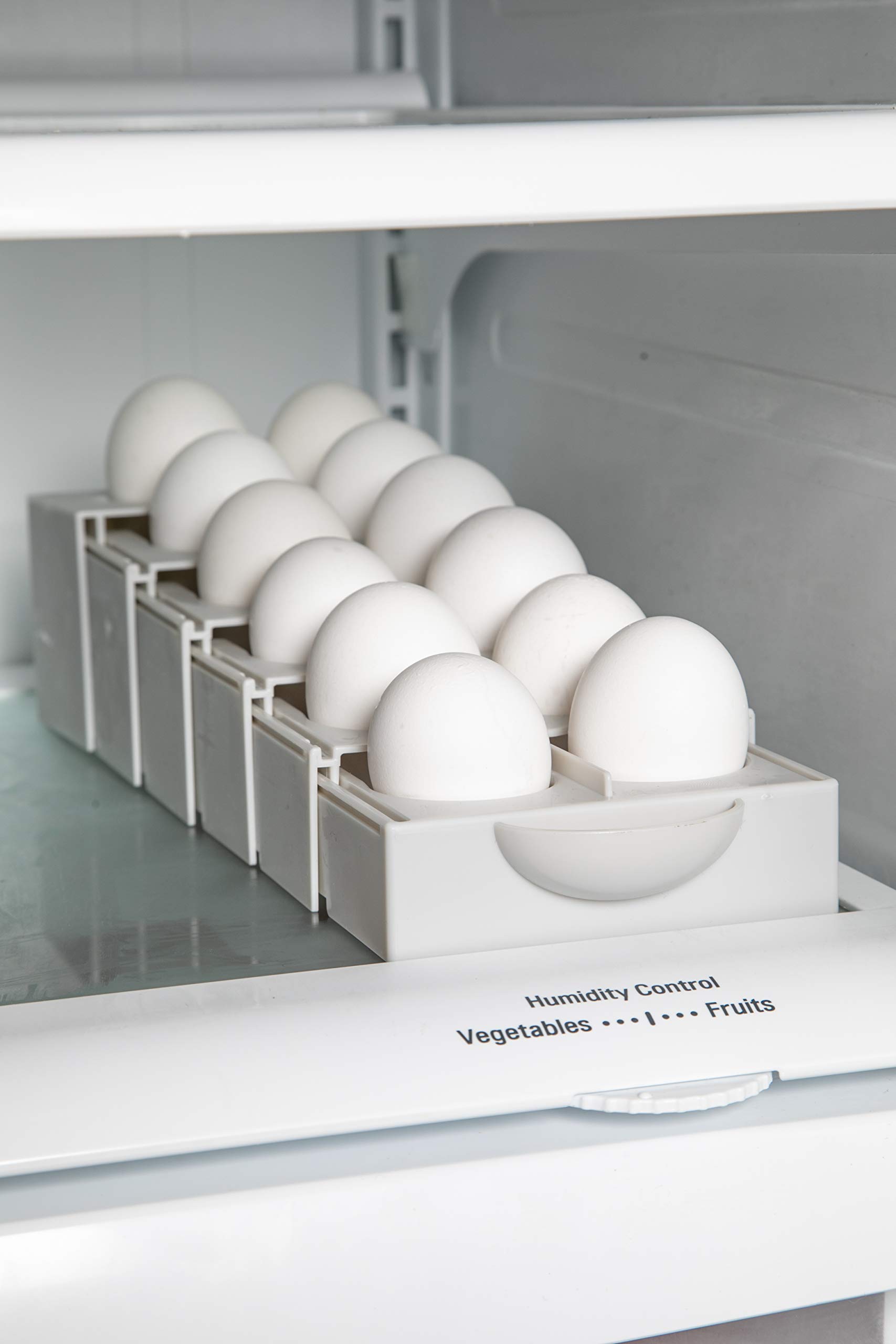 Adjustable & Collapsible Egg Organizer for Refrigerator - Expandable Egg Tray Holder, Space Saving Fridge Storage Solution (White) - Perfect for Kitchen Organization & Fresh Egg Storage