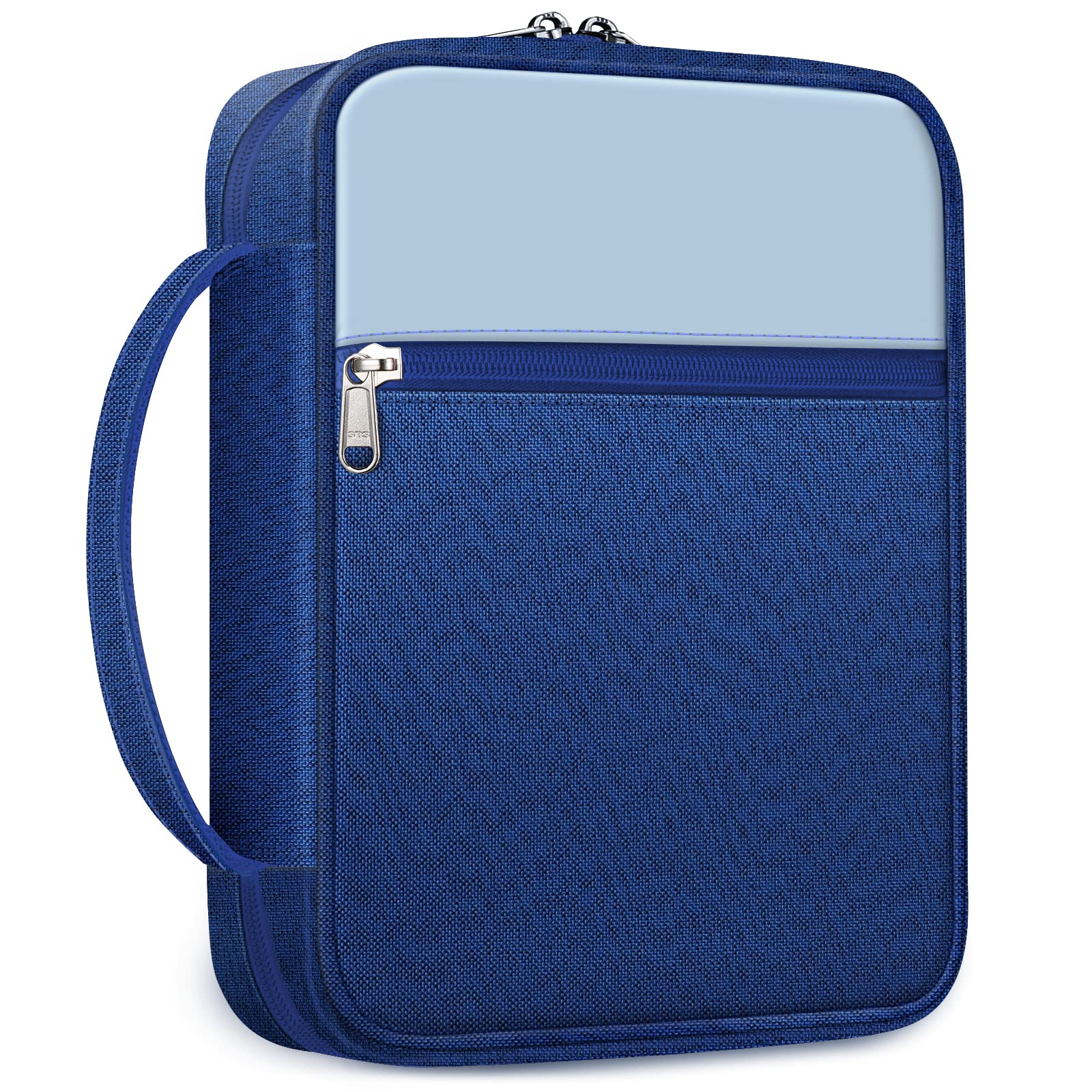 FINPAC Bible Cover with Handle and Zippered Pocket - Durable Protective Book Case for Church, Travel & Daily Use - Ideal Gift for Women, Mothers, Kids & Girls (Navy Blue) - Perfect for Bible Study, Sunday School & Religious Gatherings
