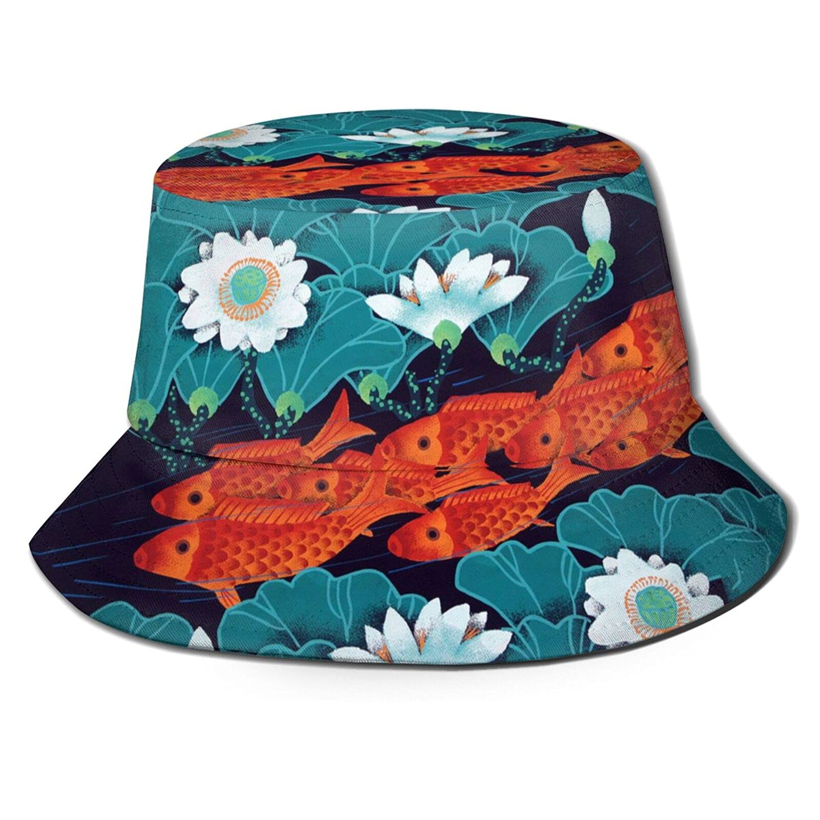 Cute Goldfish Bucket Hat for Women & Girls - Wide Brim Summer Sun Hat for Beach, Pool, and Outdoor Activities