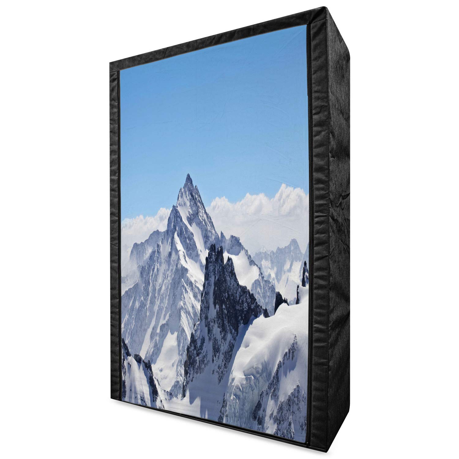 Ambesonne Winter Portable Fabric Wardrobe - Snowy Mountain Peaks Design, 42.5