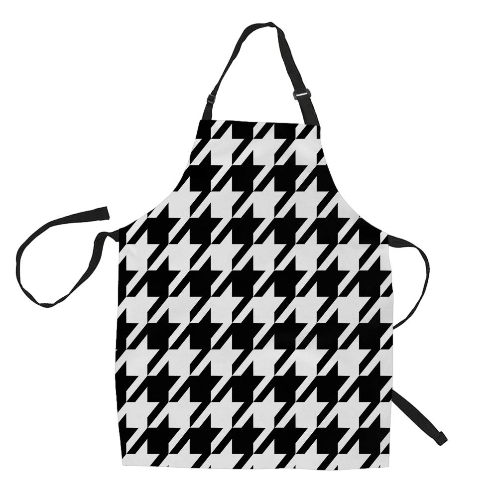 HGOD DESIGNS Houndstooth Print Apron - 100% Polyester Adjustable Waist & Neck Strap - Stylish Kitchen Apron for Cooking, Baking, Grilling & Hosting Parties