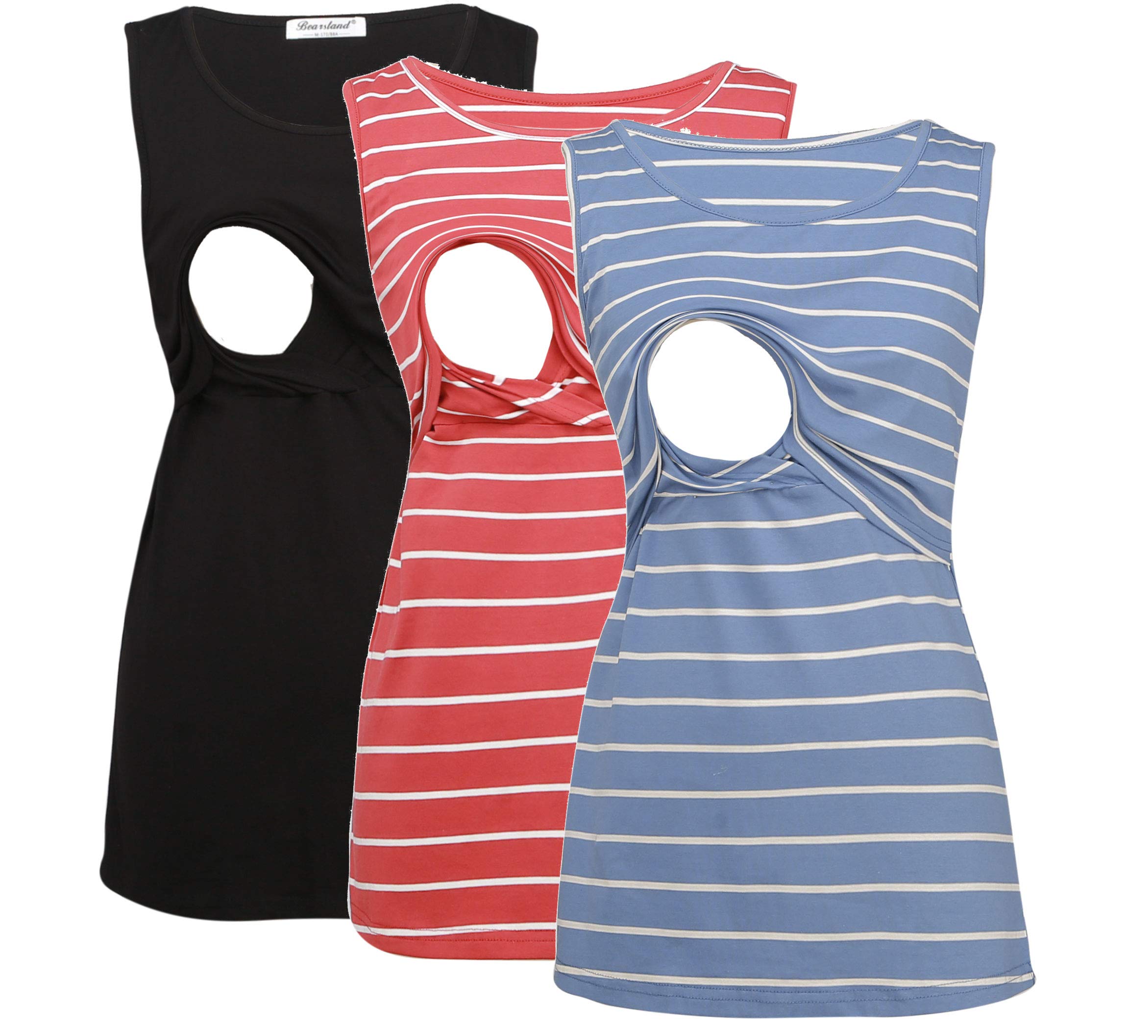 Bearsland Women's Sleeveless Maternity Nursing Tank Top - Soft Breastfeeding Shirt for Pregnancy & Nursing - Perfect for Everyday Wear, Lounging & Nursing in Comfort