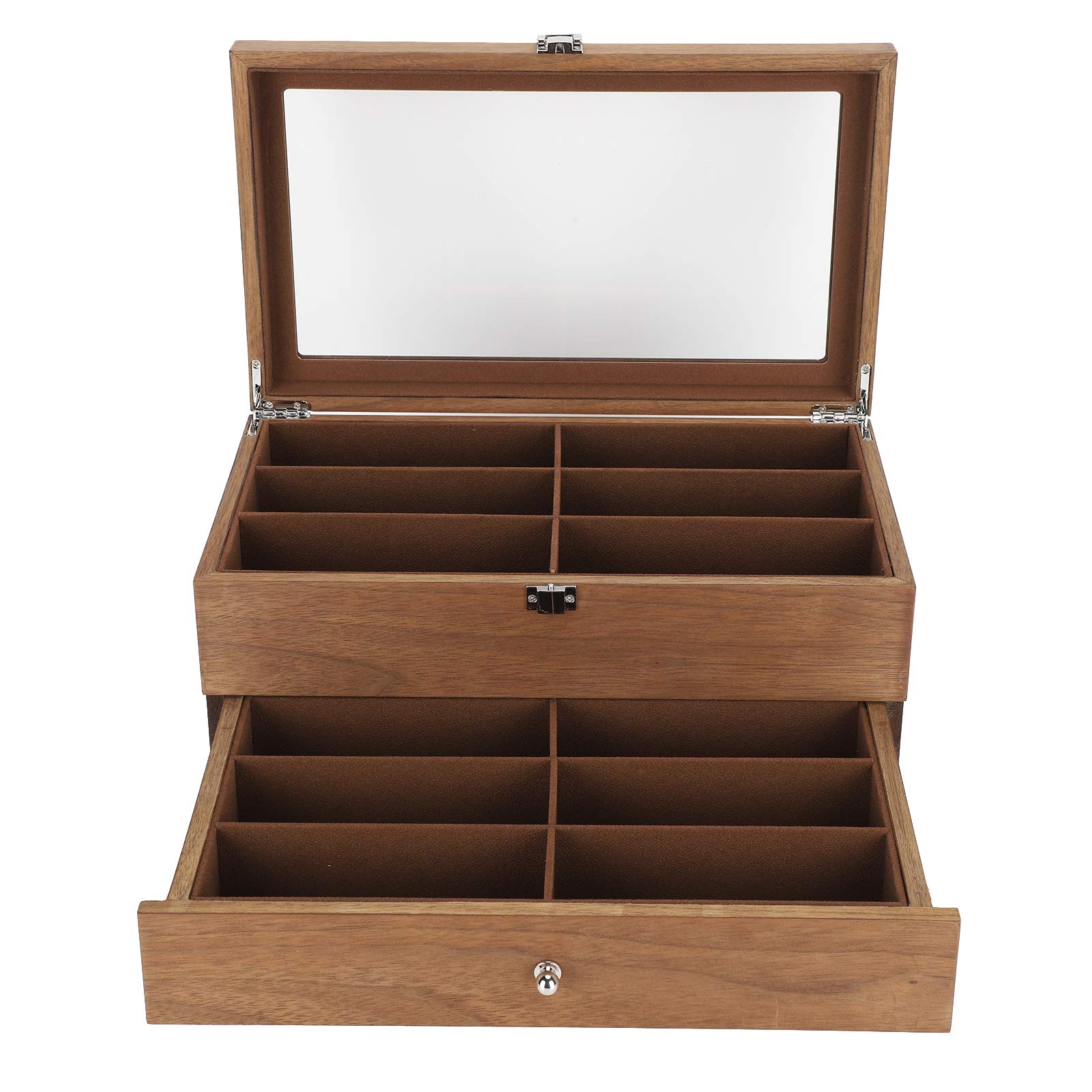 Premium Wooden Glasses Display Case - Durable Polished Eyewear Storage Box for Men & Women | Perfect for Home, Office, or Retail Store Organization