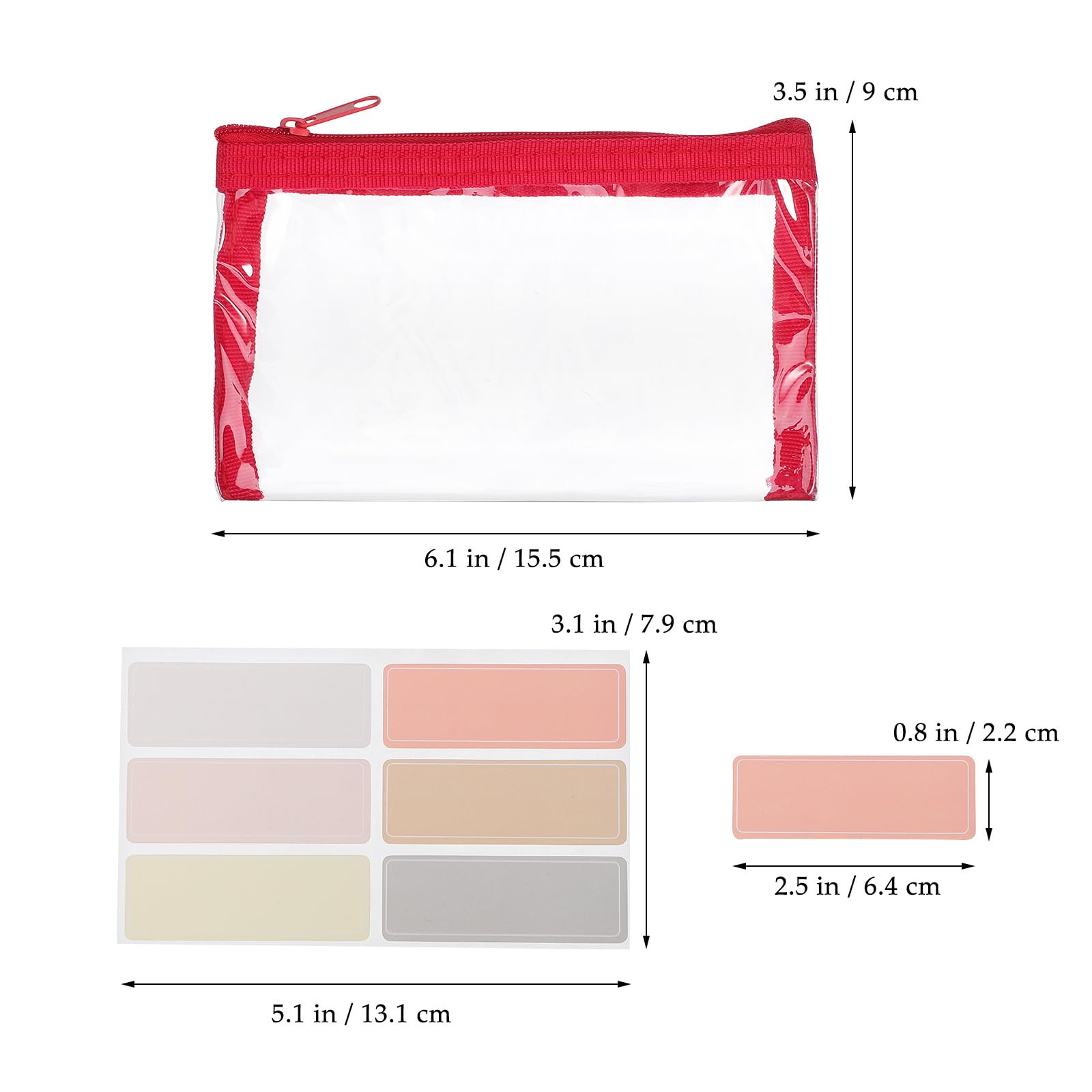 VALICLUD 5-Piece Clear Makeup Organizer Set - Transparent Cosmetic Bags, Toiletry Pouches & Pencil Cases with Label Stickers - Perfect for Travel, School, Office & Daily Essentials Storage