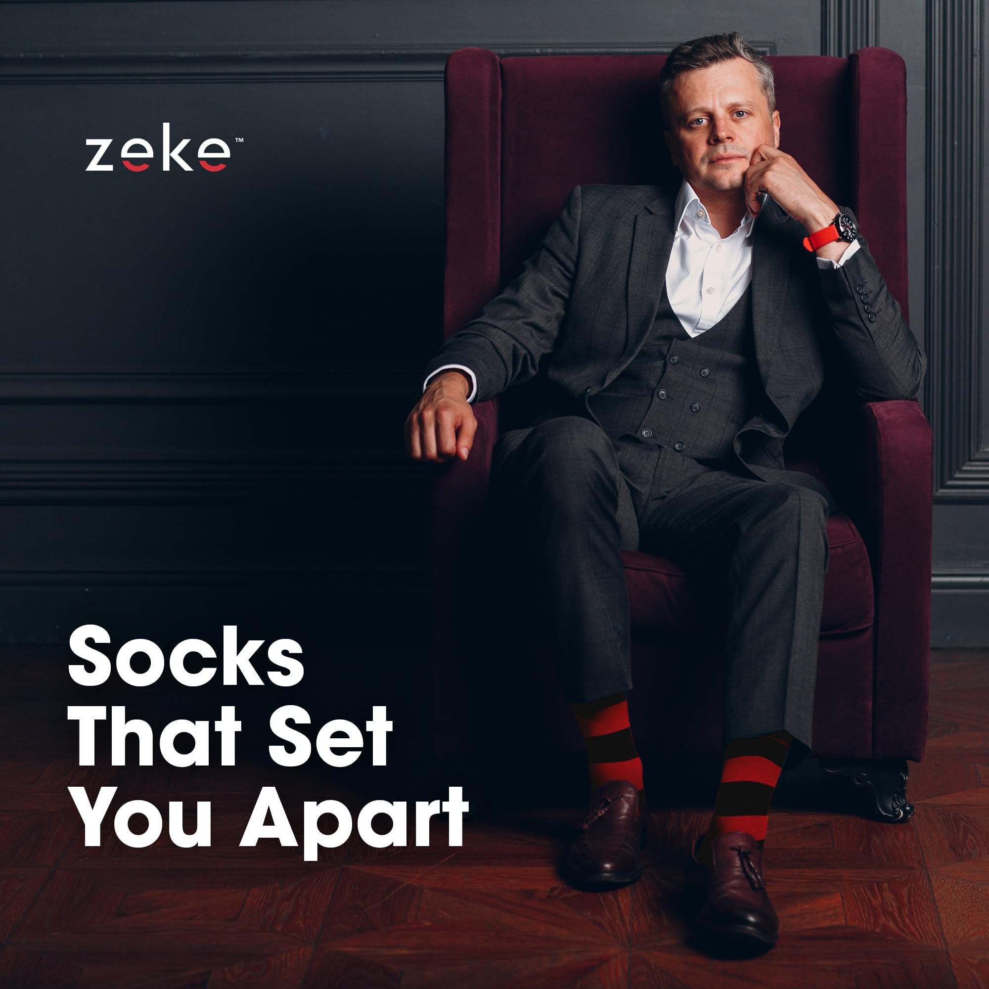 ZEKE Funny Dress Socks for Men - Colorful Crazy Patterned Socks - Cool & Funky Novelty Socks for Work, Gifts & Everyday Wear