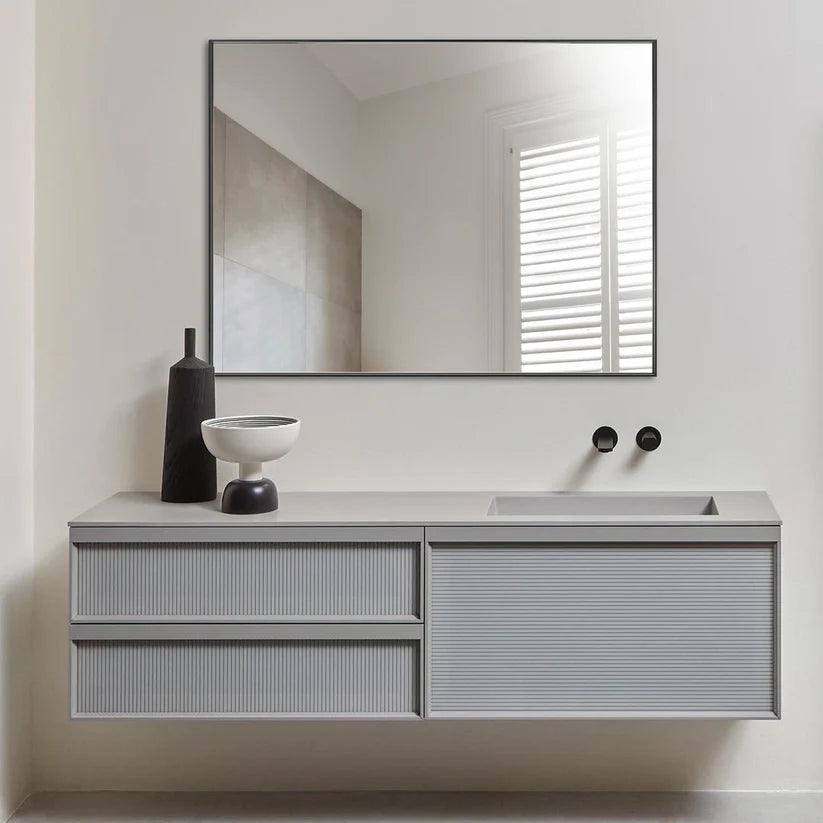 Sleek Modern Black Aluminum Framed Wall Mirror - Full Length Floor Mirror for Bedroom, Living Room & Entryway Decor