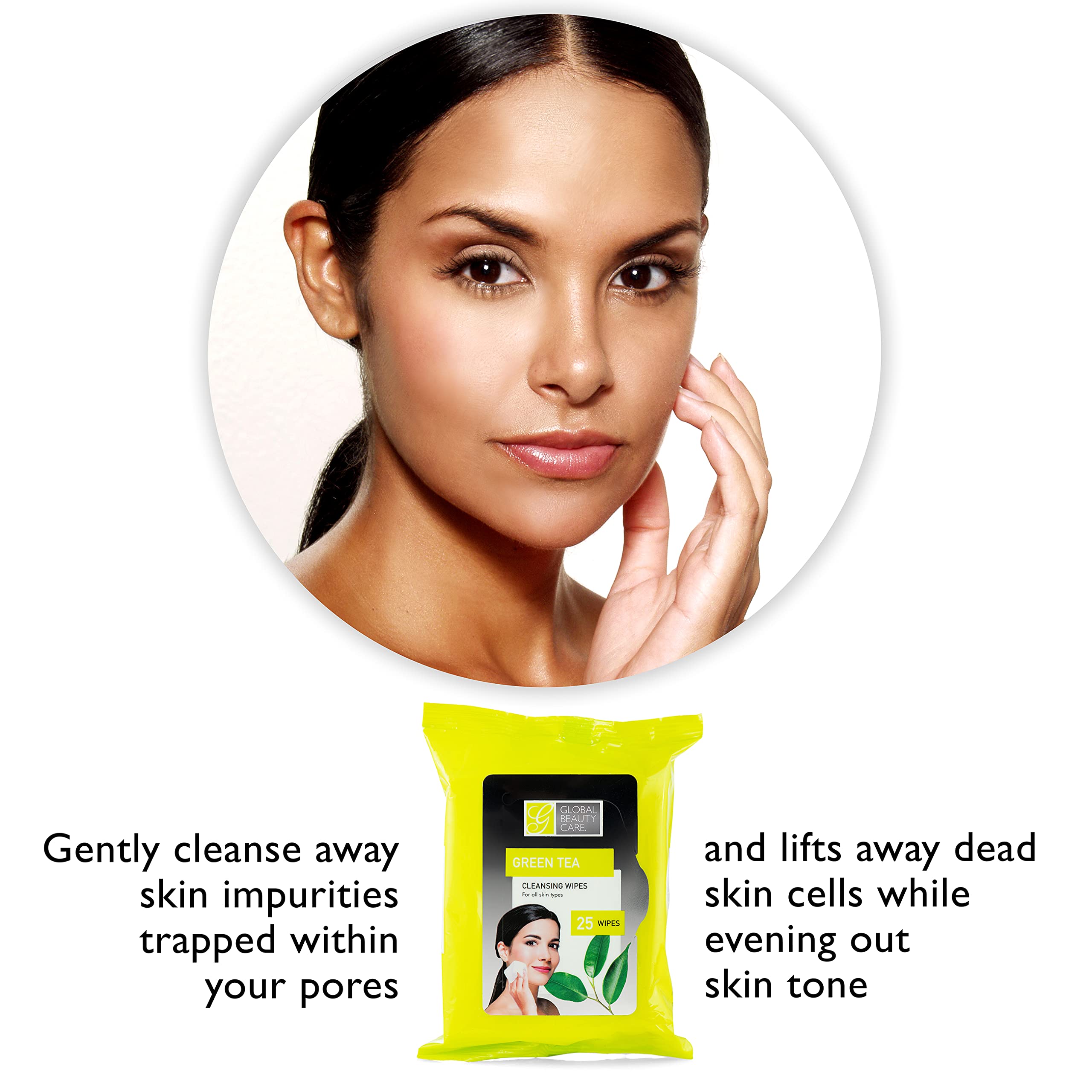 Premium Green Tea Cleansing Wipes - 100 Count (4-Pack) | Bulk Makeup Remover & Facial Cleansing Cloths | Travel-Friendly Toiletries | Ideal for Skincare Routine, Gym, & On-the-Go Beauty Care
