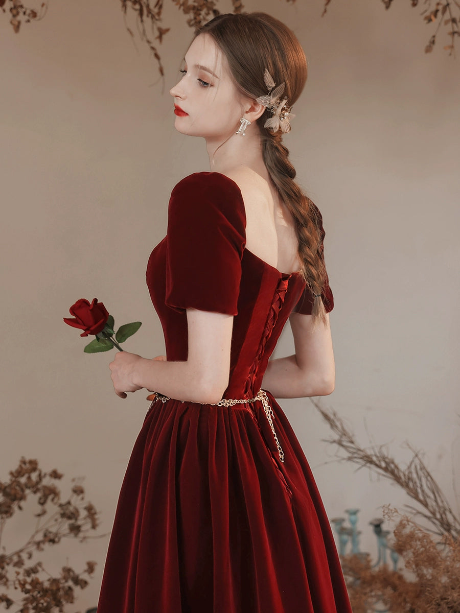 Elegant A-Line Sweetheart Neck Velvet Burgundy Long Prom Dress - Formal Evening Gown for Homecoming, Ball & Special Occasions