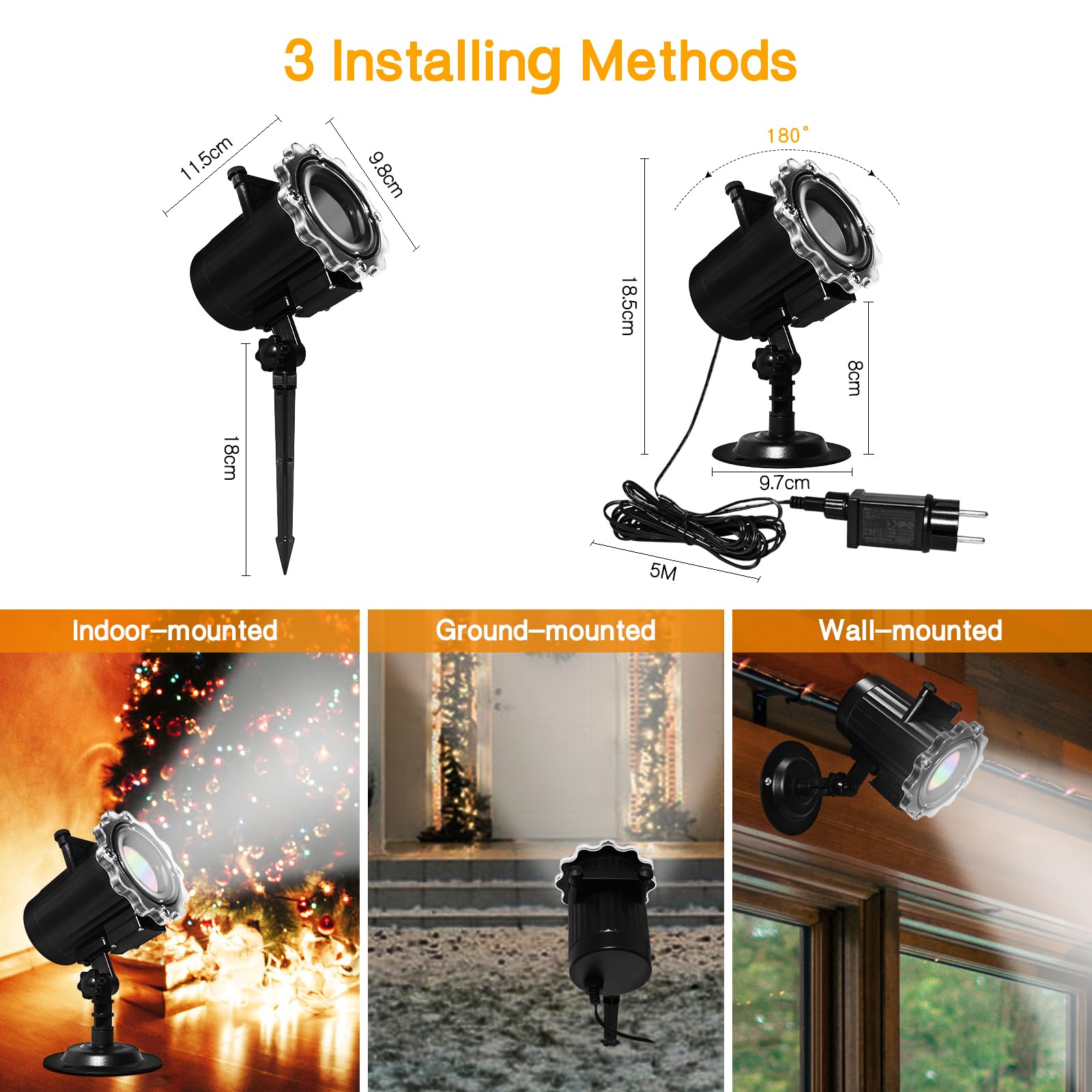 Outdoor Holiday Projector Lights - 10 Themes, 16 Slides, Waterproof with Remote Control & Timer - Perfect for Valentine's Day, Easter, Halloween, Birthday Parties & Year-Round Decorations