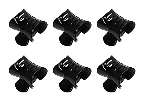 Premium Hair Clips for Women - 6-Piece Black Hair Claw Clips Set for Ponytails, Buns & Updos - Strong Hold Hair Accessories for Daily Styling, Work & Special Occasions