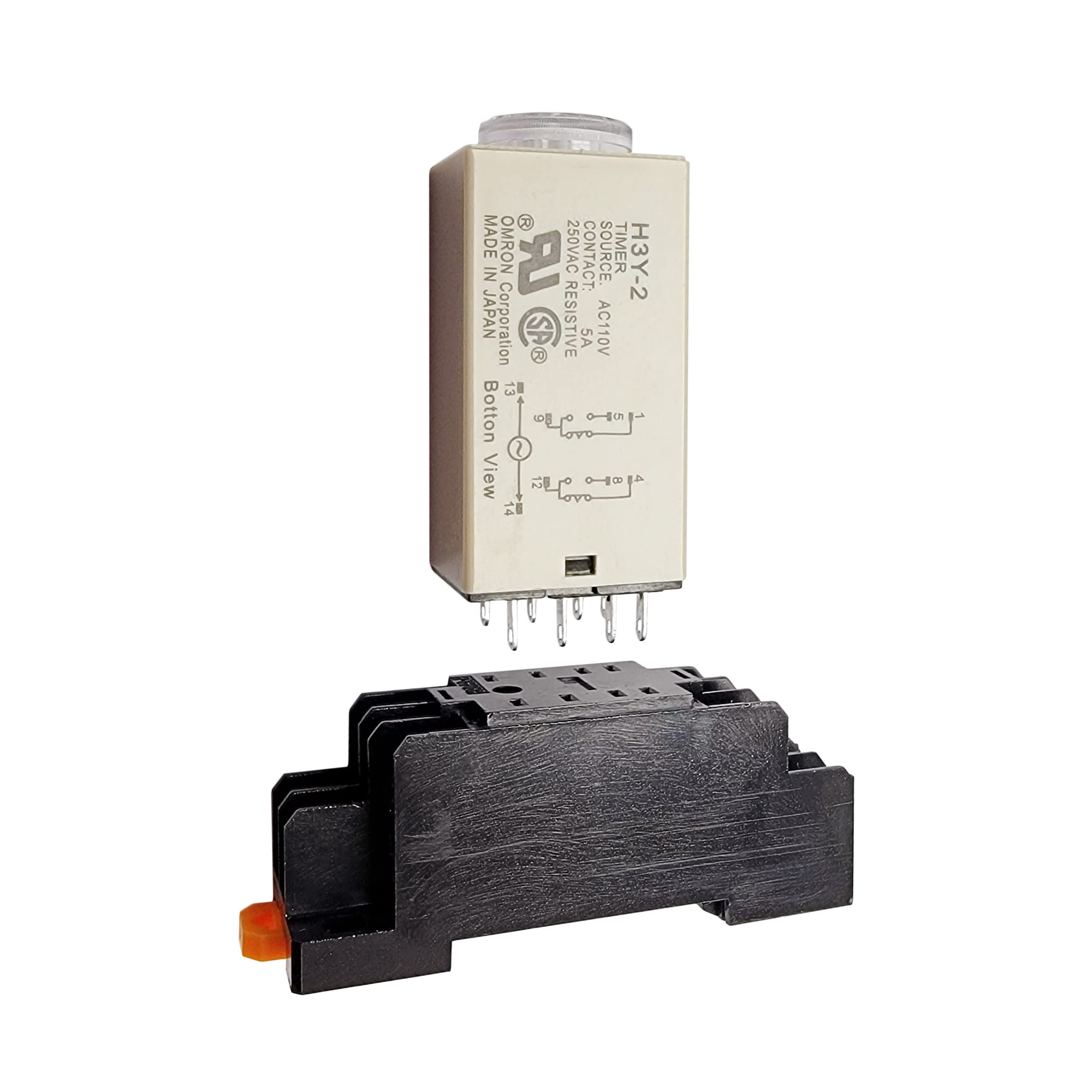 AC110V Delay Timer Relay 0-60 Seconds H3Y-2 with Base Socket DPDT - Perfect for Industrial Automation, HVAC Systems, and Electrical Control Panels
