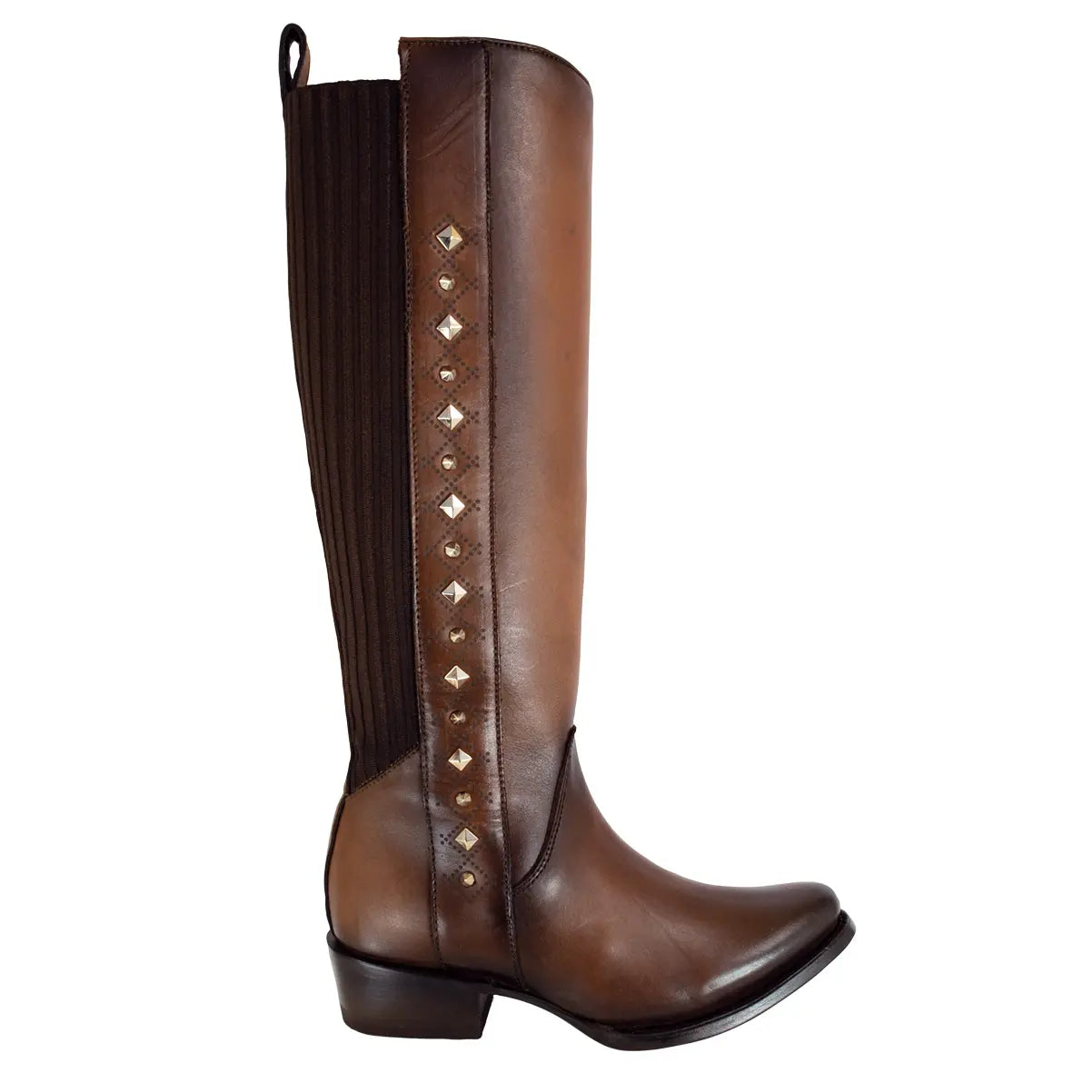 1X4FRS Women's Fashion Leather Studded Tall Boots - Casual Maple Cuadra Boots for Everyday Wear & Outfits
