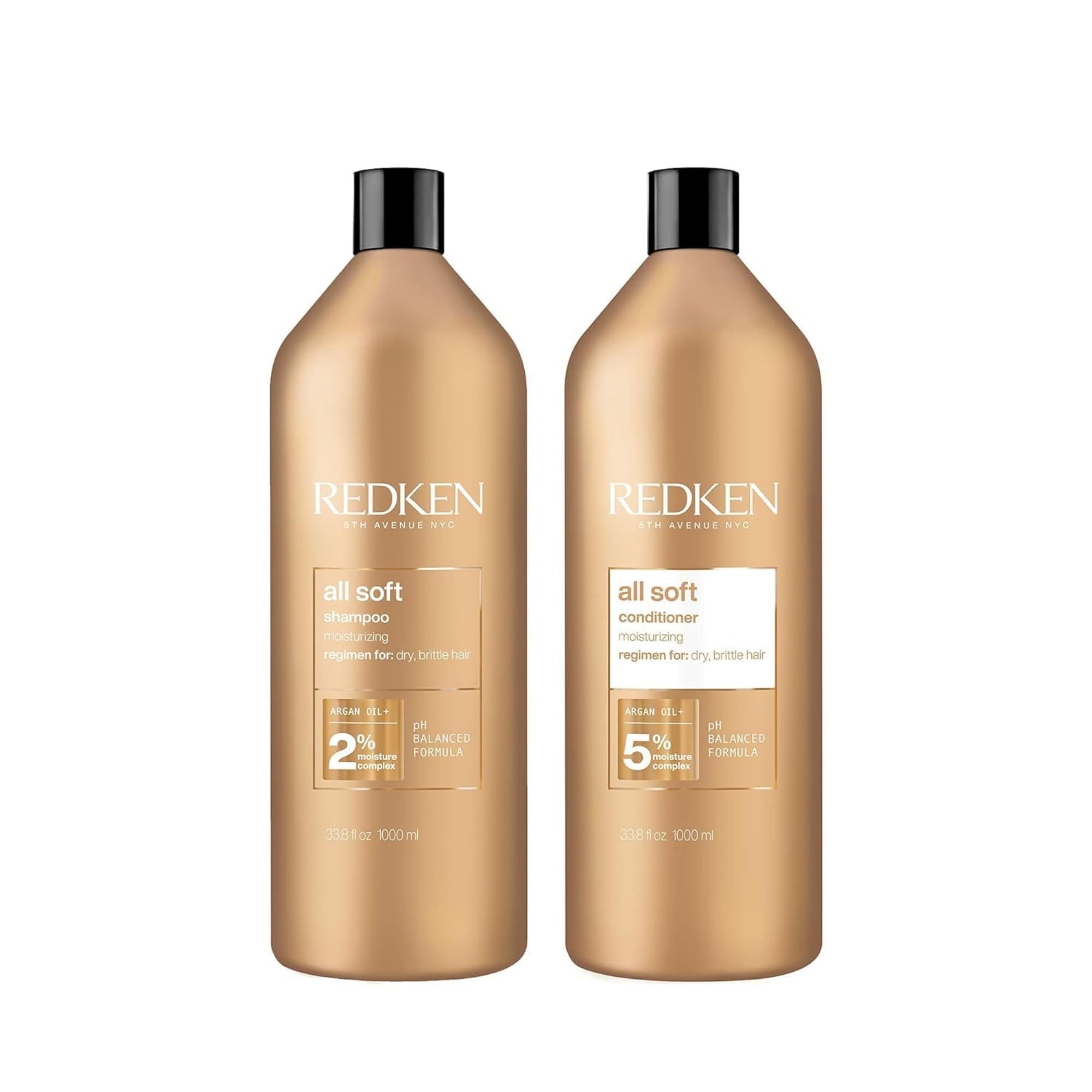 Redken All Soft Shampoo and Conditioner Set for Dry, Damaged & Brittle Hair - Argan Oil Infused Hydrating Formula for Intense Softness & Shine - Perfect for Daily Hair Care & Salon-Quality Results at Home