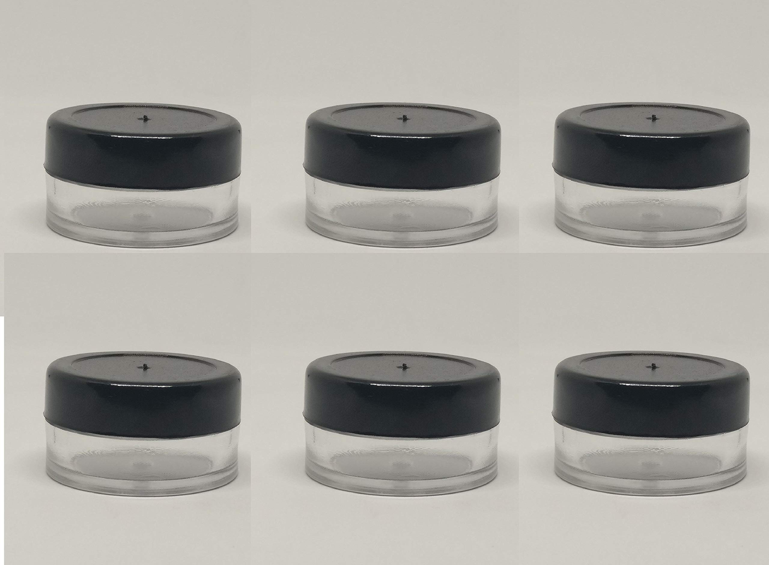 DINEMART 6-Pack 8g Acrylic Sanjar Jars with Black Lids & Leakproof Washers - Empty Cosmetic Containers for Lip Balm, DIY Skincare, Body Butter, Creams | Travel-Friendly, Home Use, Salon Storage, Gift Packaging