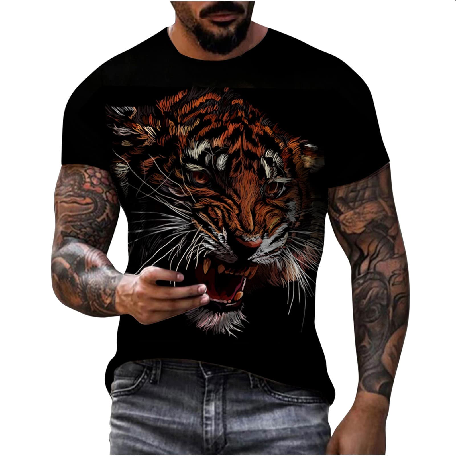 Funny 3D Tiger Graphic T-Shirt for Men - Hipster Novelty Animal Print Tee - Fashion Casual & Sporty Tops - Perfect for Streetwear, Parties, and Everyday Wear