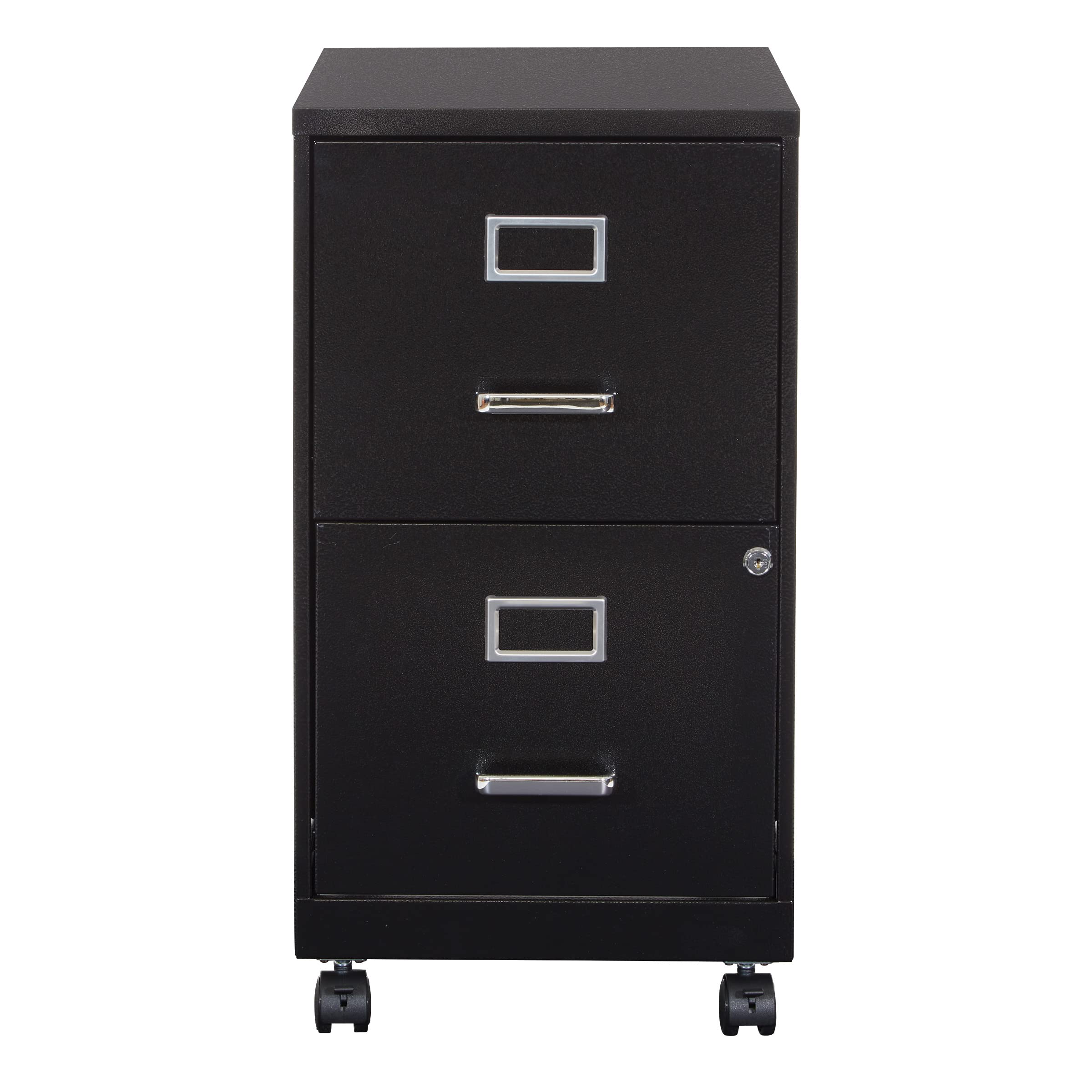 OSP 2-Drawer Mobile Locking Metal File Cabinet - Black, Secure Storage for Office, Home, or Classroom Documents & Supplies