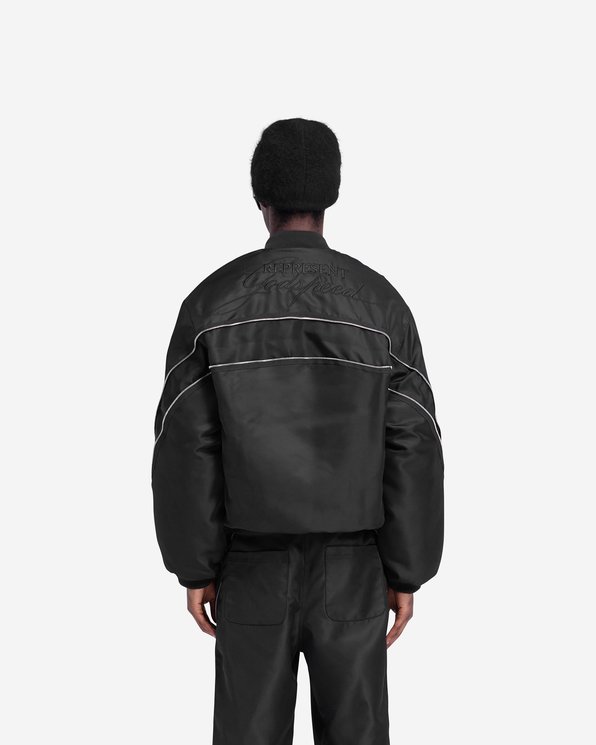 Stylish Zip Back Bomber Jacket in Jet Black - Perfect for Casual Outfits & Streetwear Fashion
